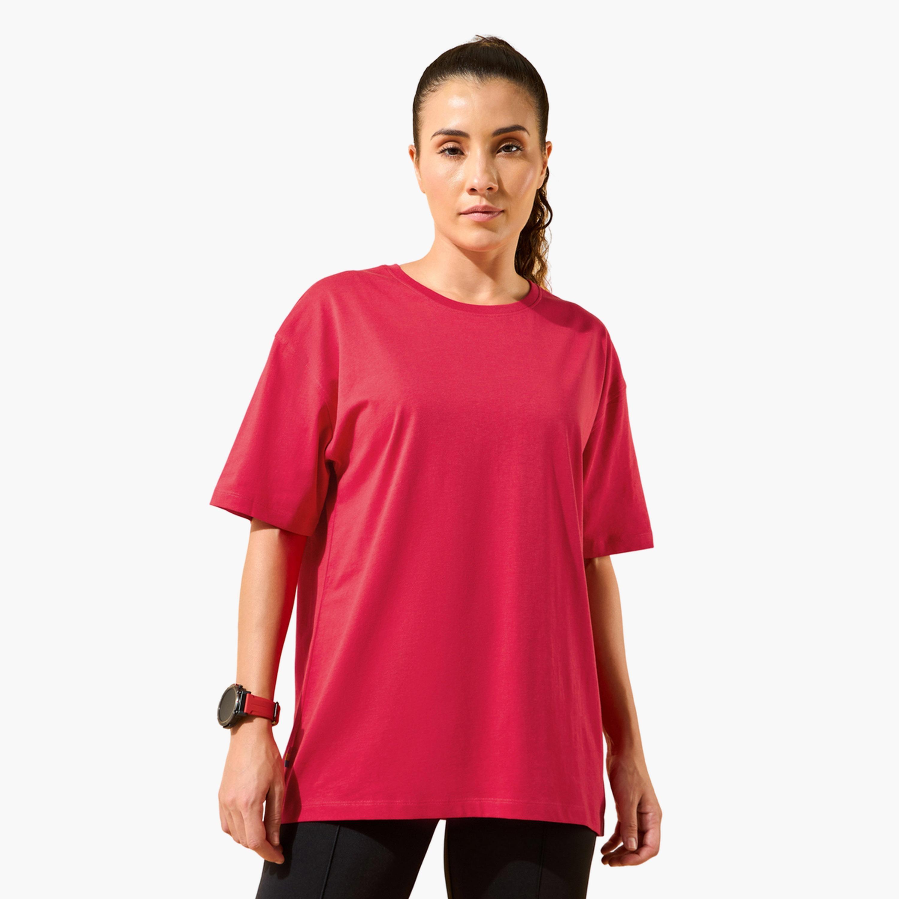 تيشرت قصة واسعة بطبعة دائرة إيجابية-sports-women-clothing-tshirtsandvests-image-1