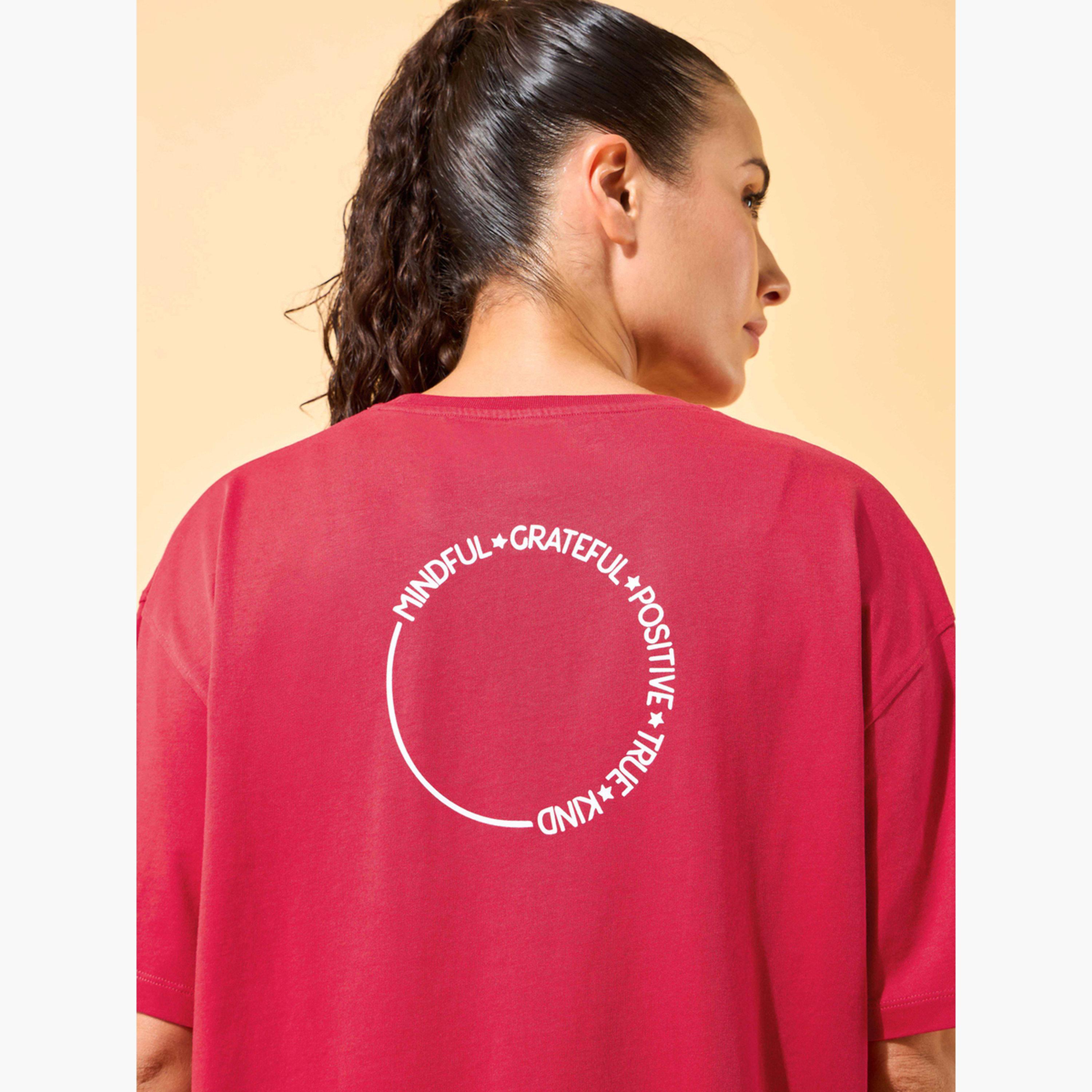 Cult X Styli Women Red Circle Of Positive Print Oversized T-Shirt-sports-women-clothing-tshirtsandvests-image-4