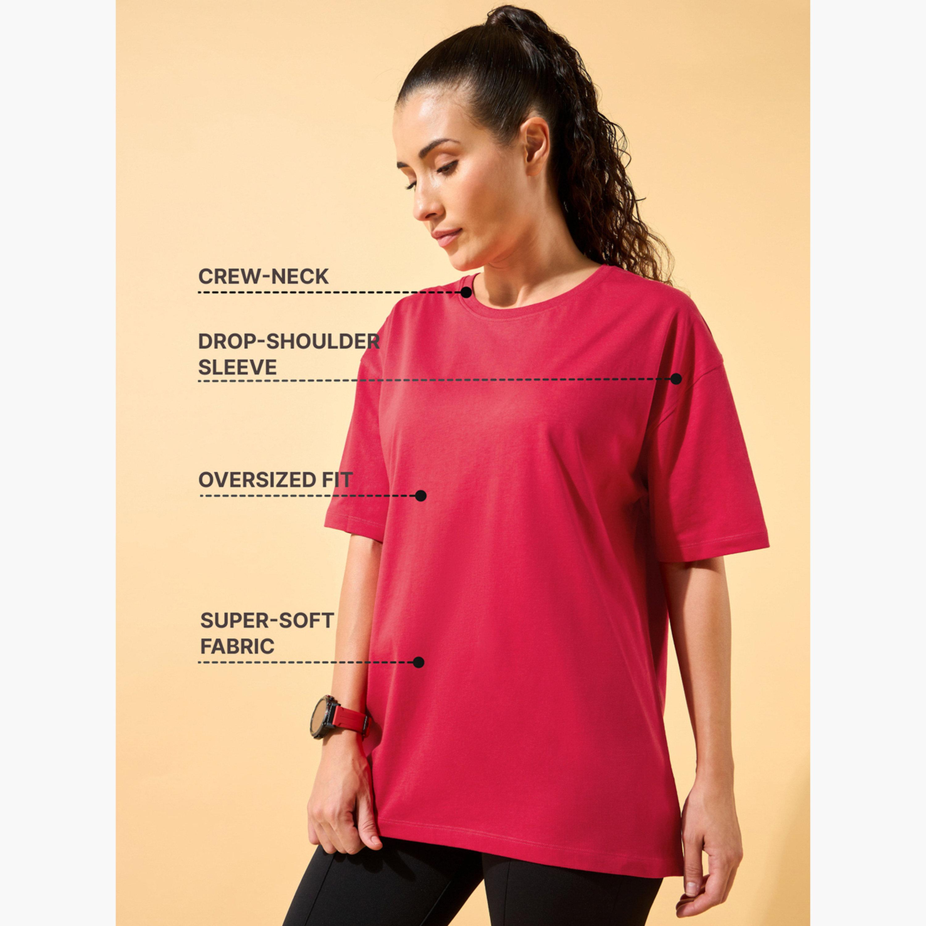 Cult X Styli Women Red Circle Of Positive Print Oversized T-Shirt-sports-women-clothing-tshirtsandvests-image-5