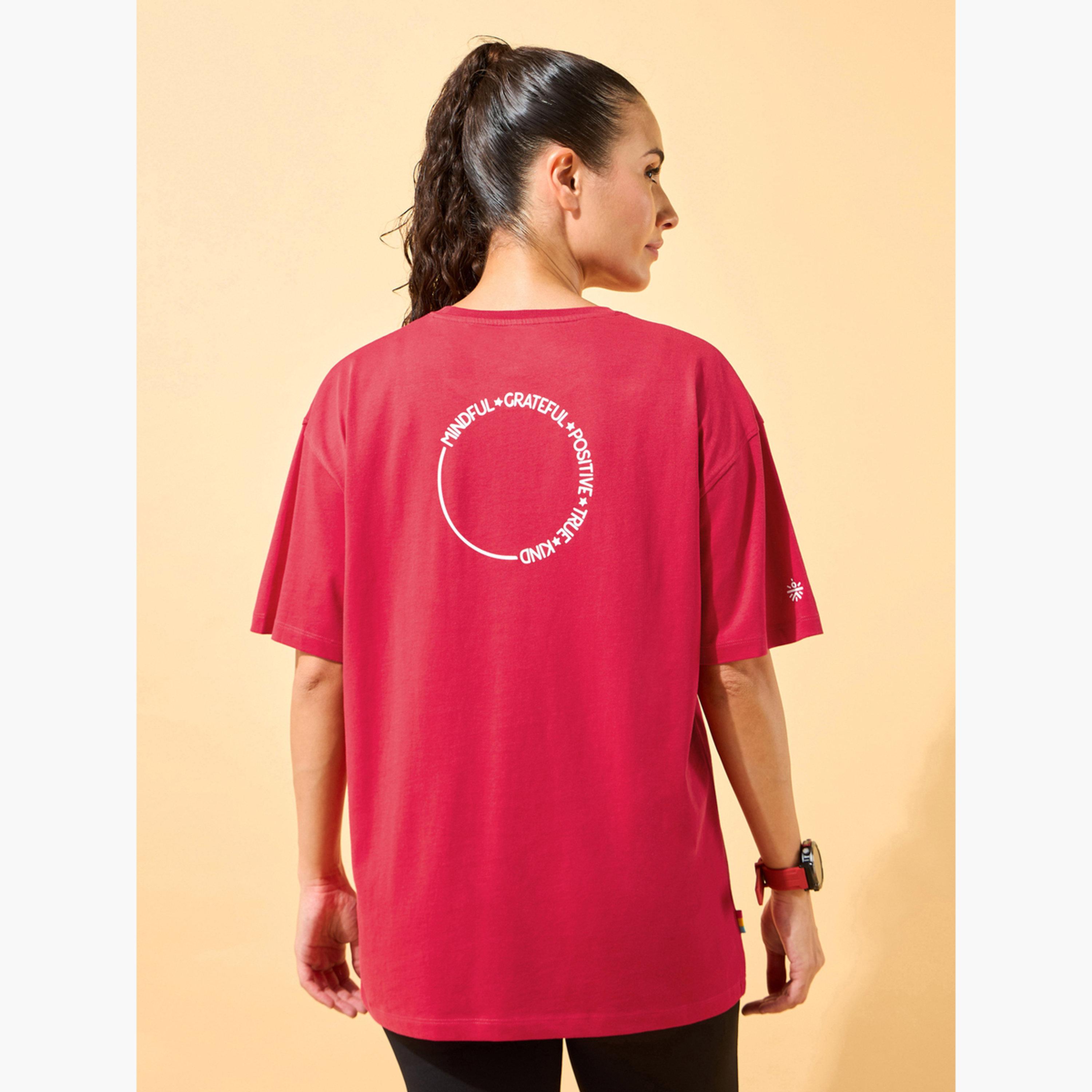 Cult X Styli Women Red Circle Of Positive Print Oversized T-Shirt-sports-women-clothing-tshirtsandvests-image-6