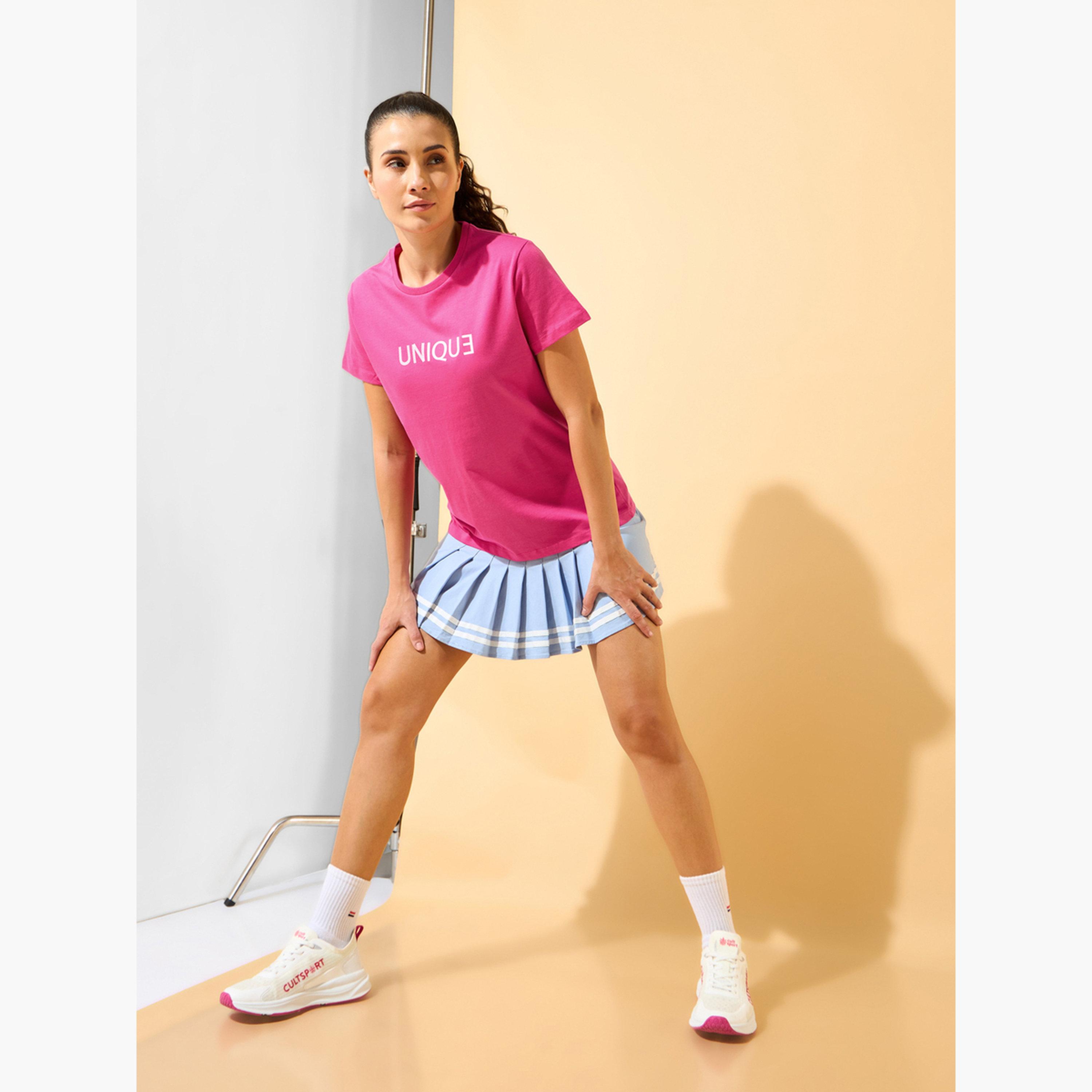 Cult X Styli Women Pink I Am Unique Print T-Shirt-sports-women-clothing-tshirtsandvests-image-2