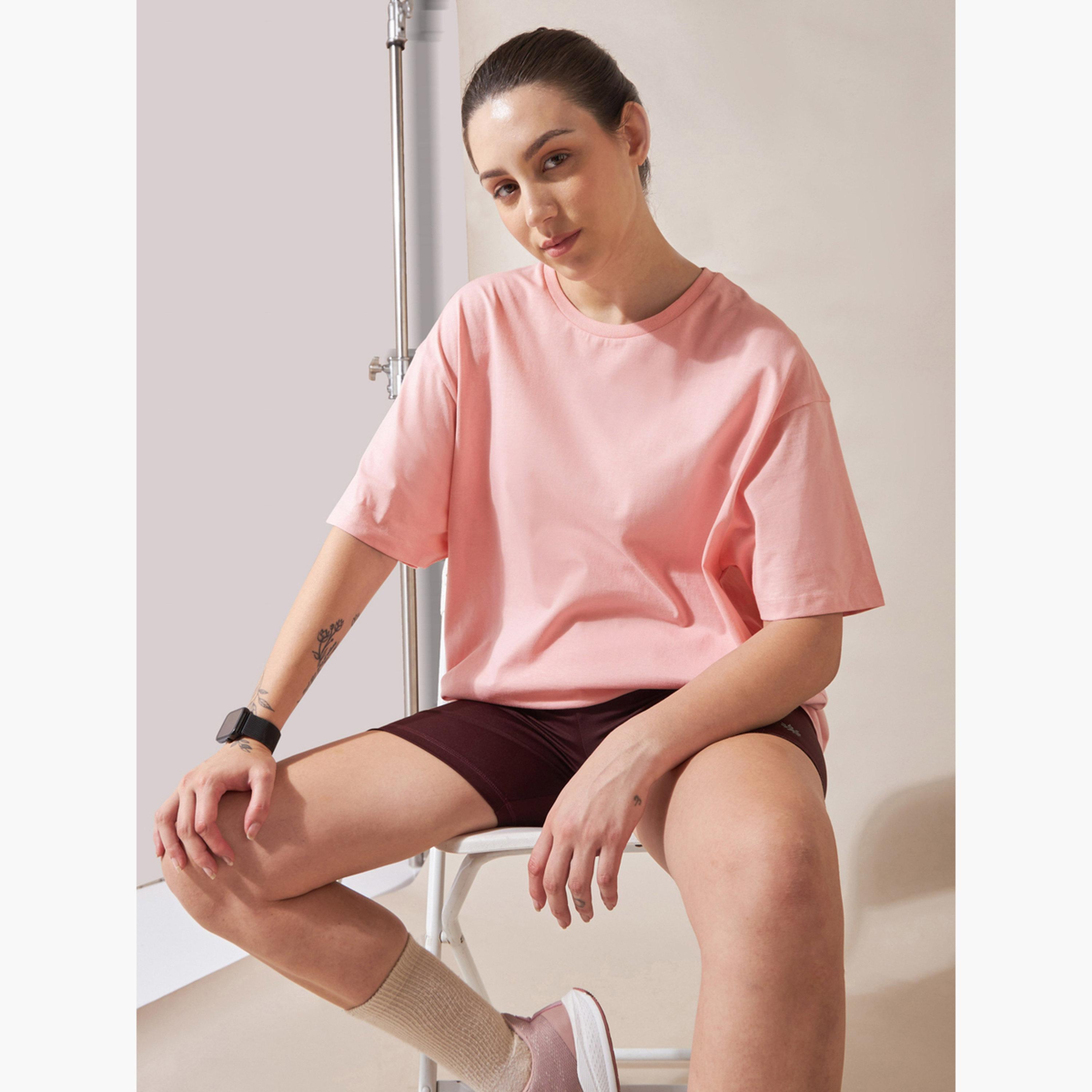 Cult X Styli Women's Pink Lounge Oversized Fit T-shirt-sports-women-clothing-tshirtsandvests-image-4