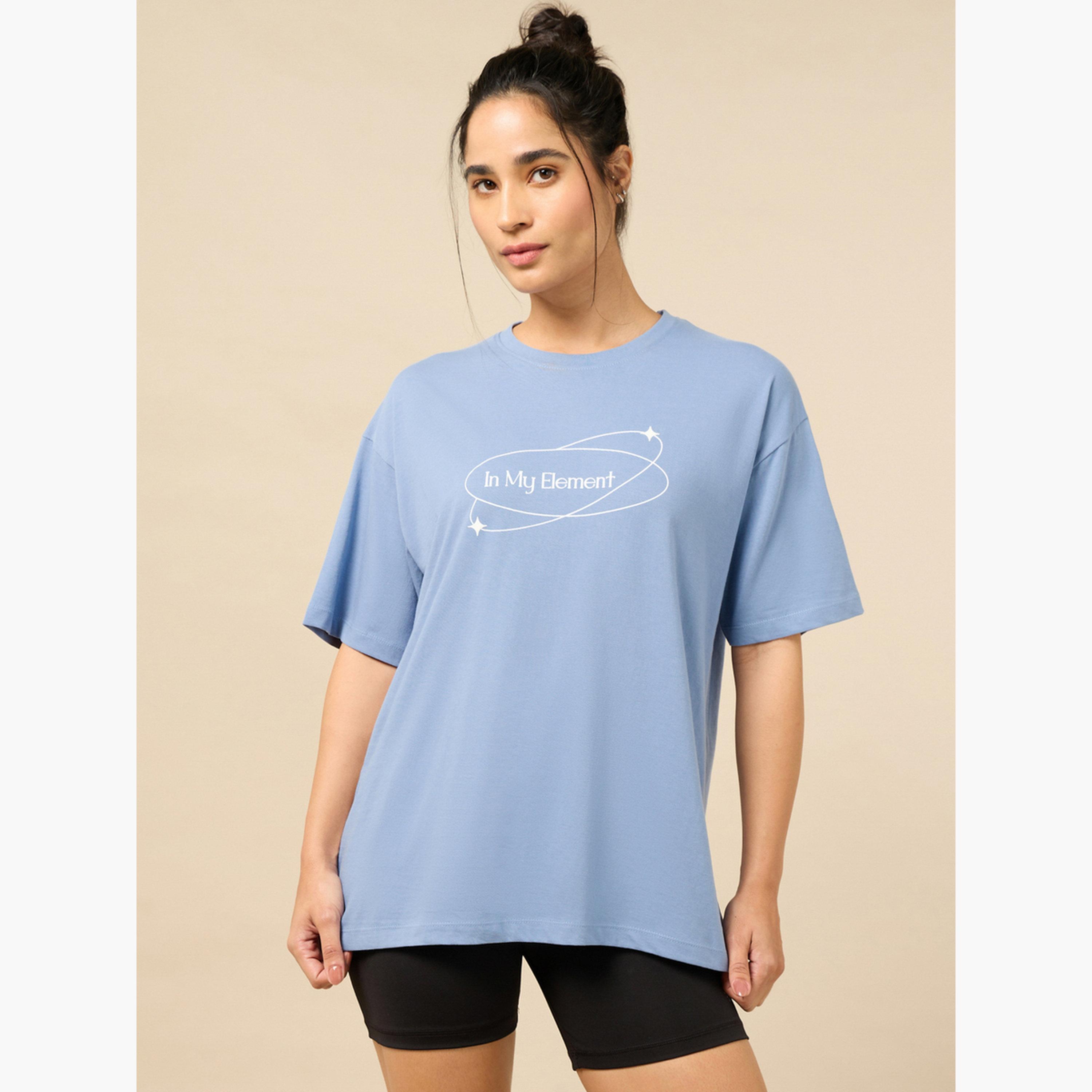 Cult X Styli Women Blue In My Element Print T-Shirt-sports-women-clothing-tshirtsandvests-image-1