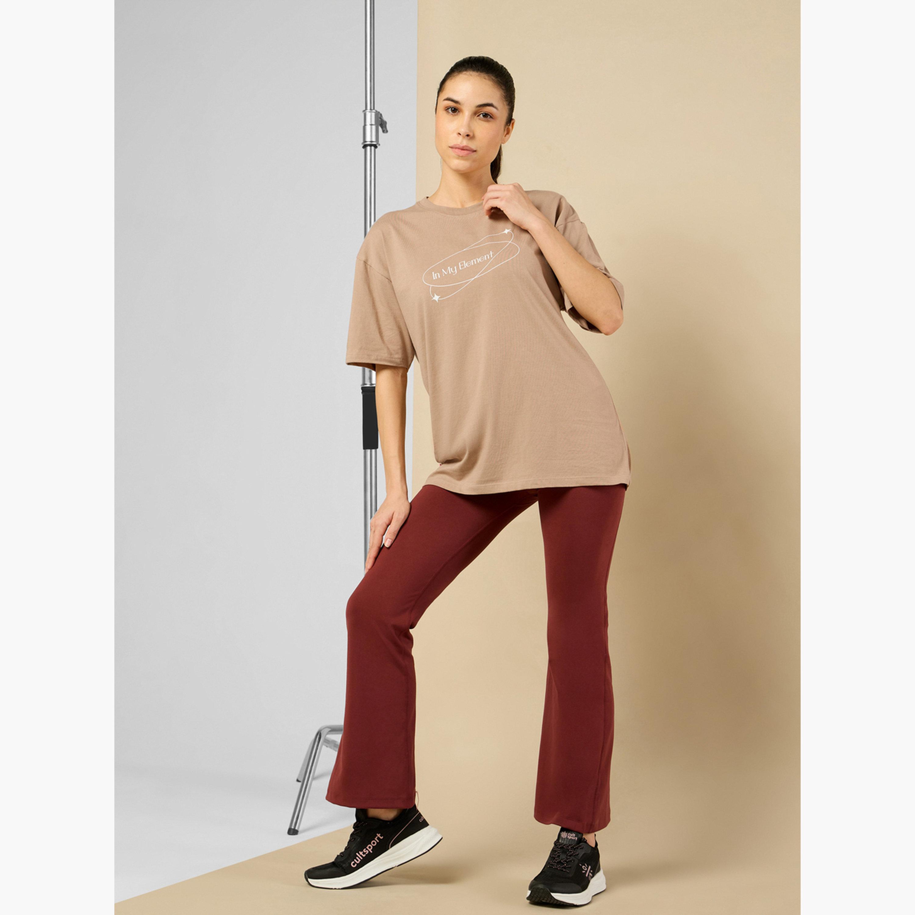 Cult X Styli Women In My Element Print Brown T-Shirt-sports-women-clothing-tshirtsandvests-image-2