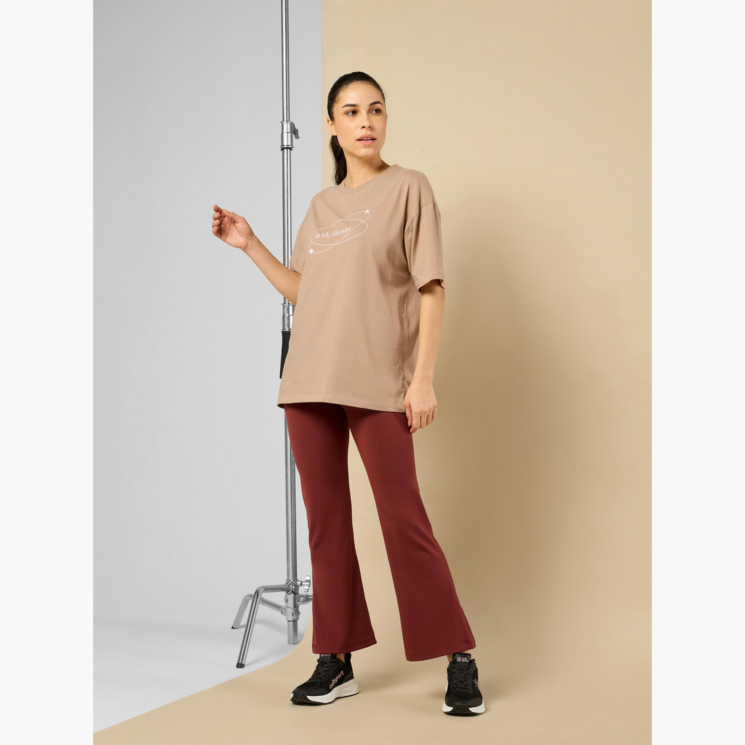 Cult X Styli Women In My Element Print Brown T-Shirt-sports-women-clothing-tshirtsandvests-image-3