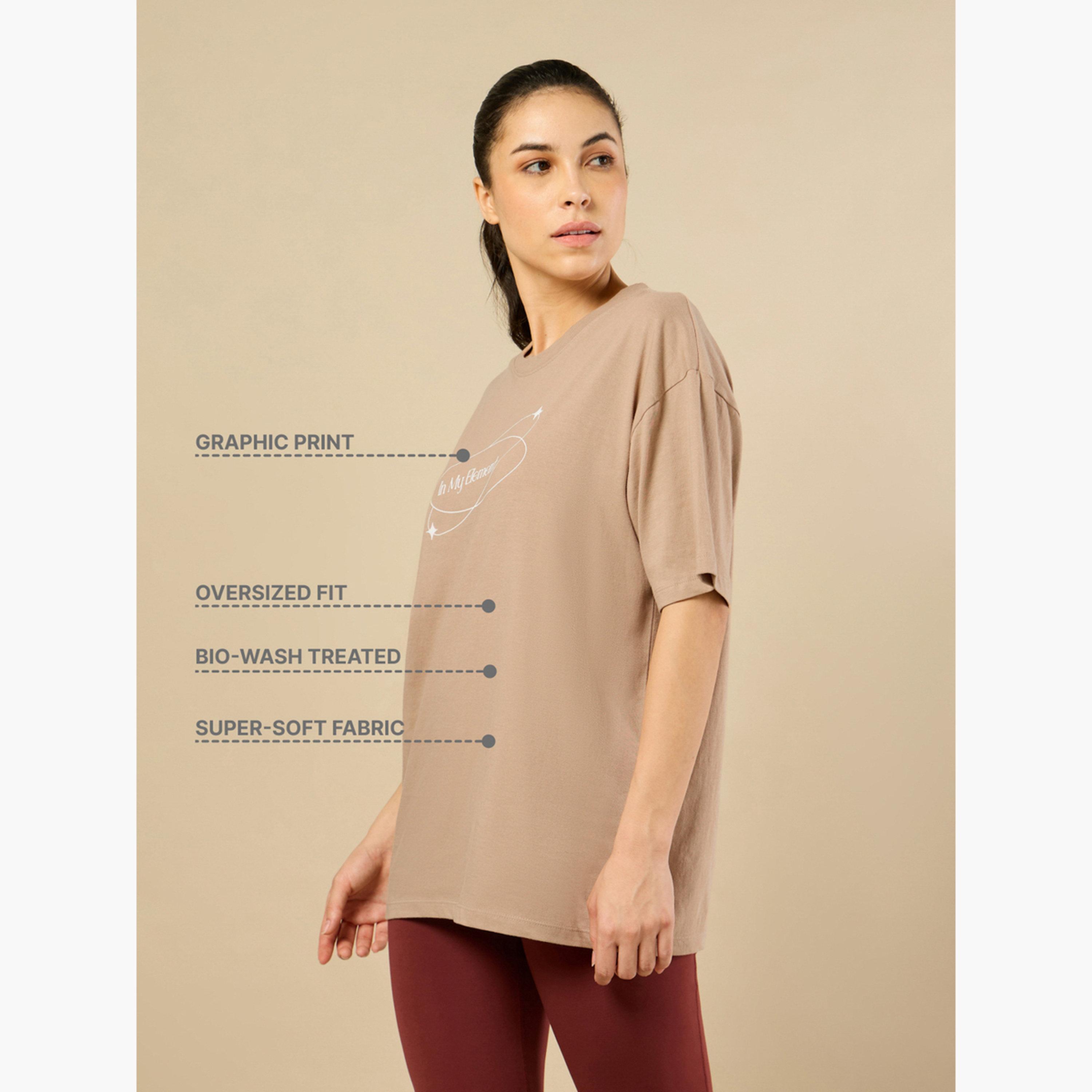 Cult X Styli Women In My Element Print Brown T-Shirt-sports-women-clothing-tshirtsandvests-image-5