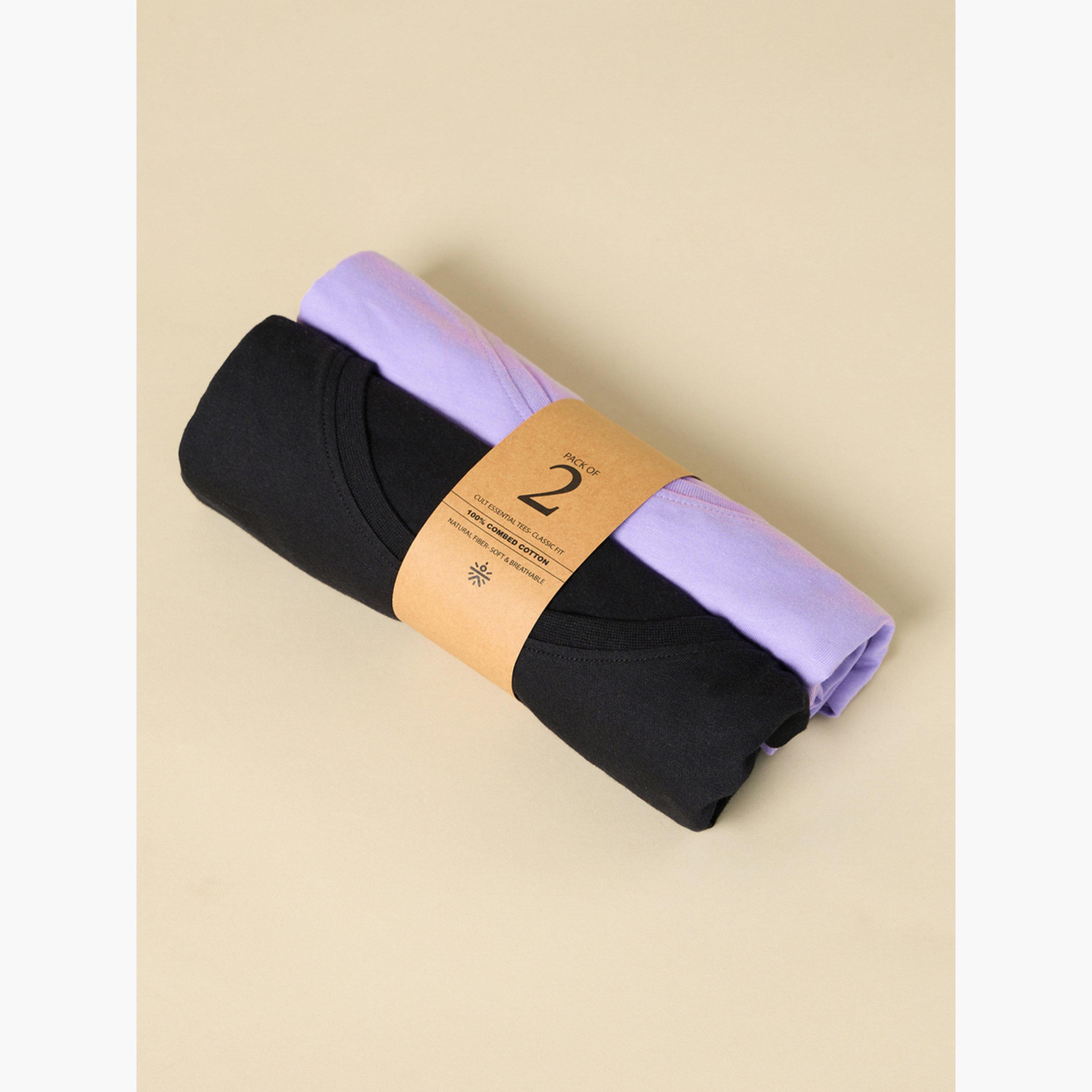 Cult X Styli Pack of 2 - Essential Cotton T-Shirt-sports-women-clothing-tshirtsandvests-image-5