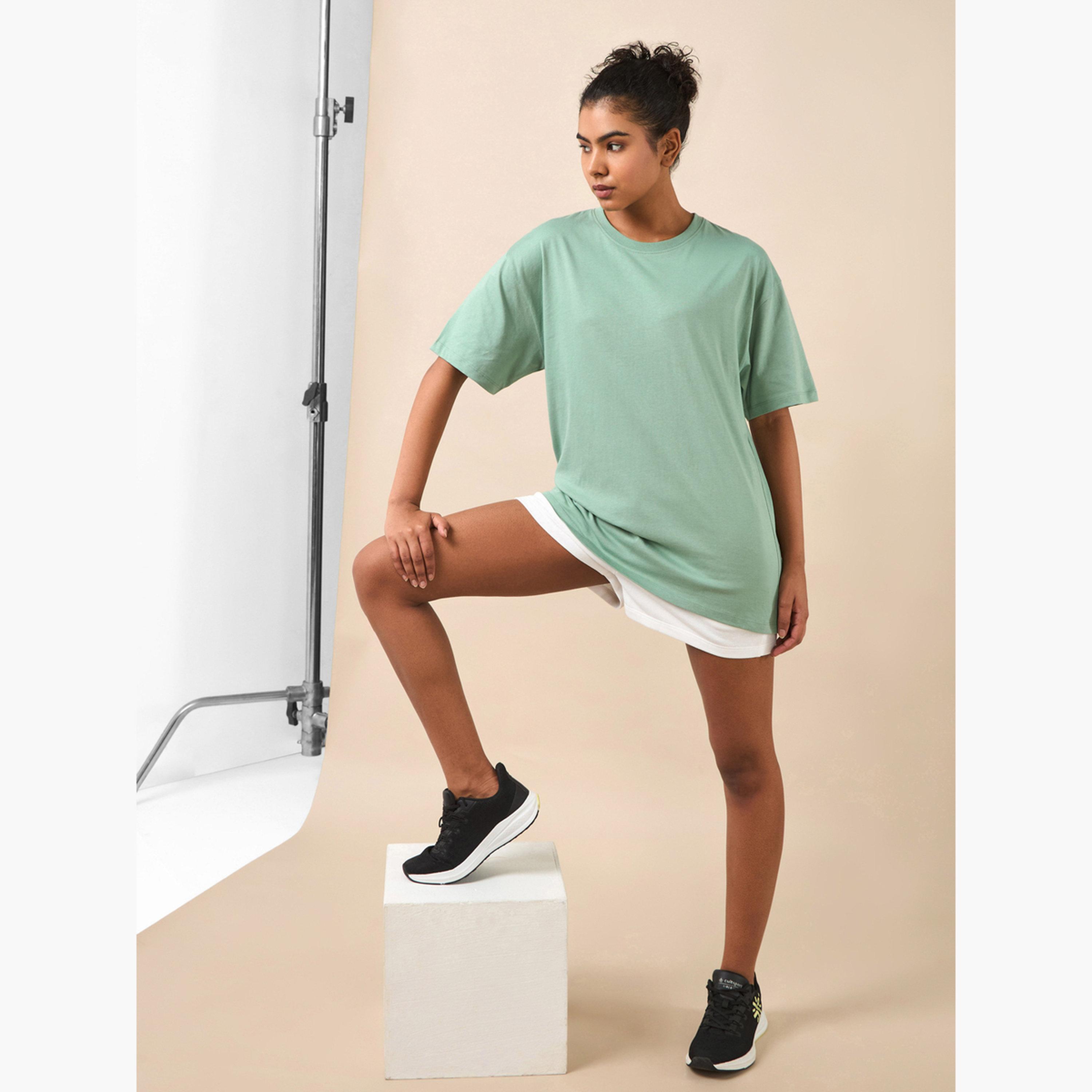 Cult X Styli Women Green Lounge Oversized T-Shirt-sports-women-clothing-tshirtsandvests-image-3