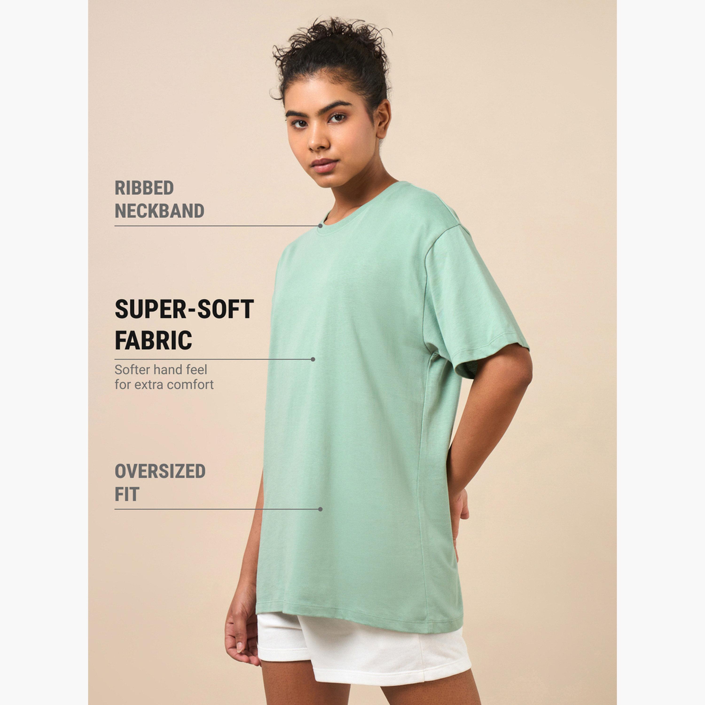Cult X Styli Women Green Lounge Oversized T-Shirt-sports-women-clothing-tshirtsandvests-image-5