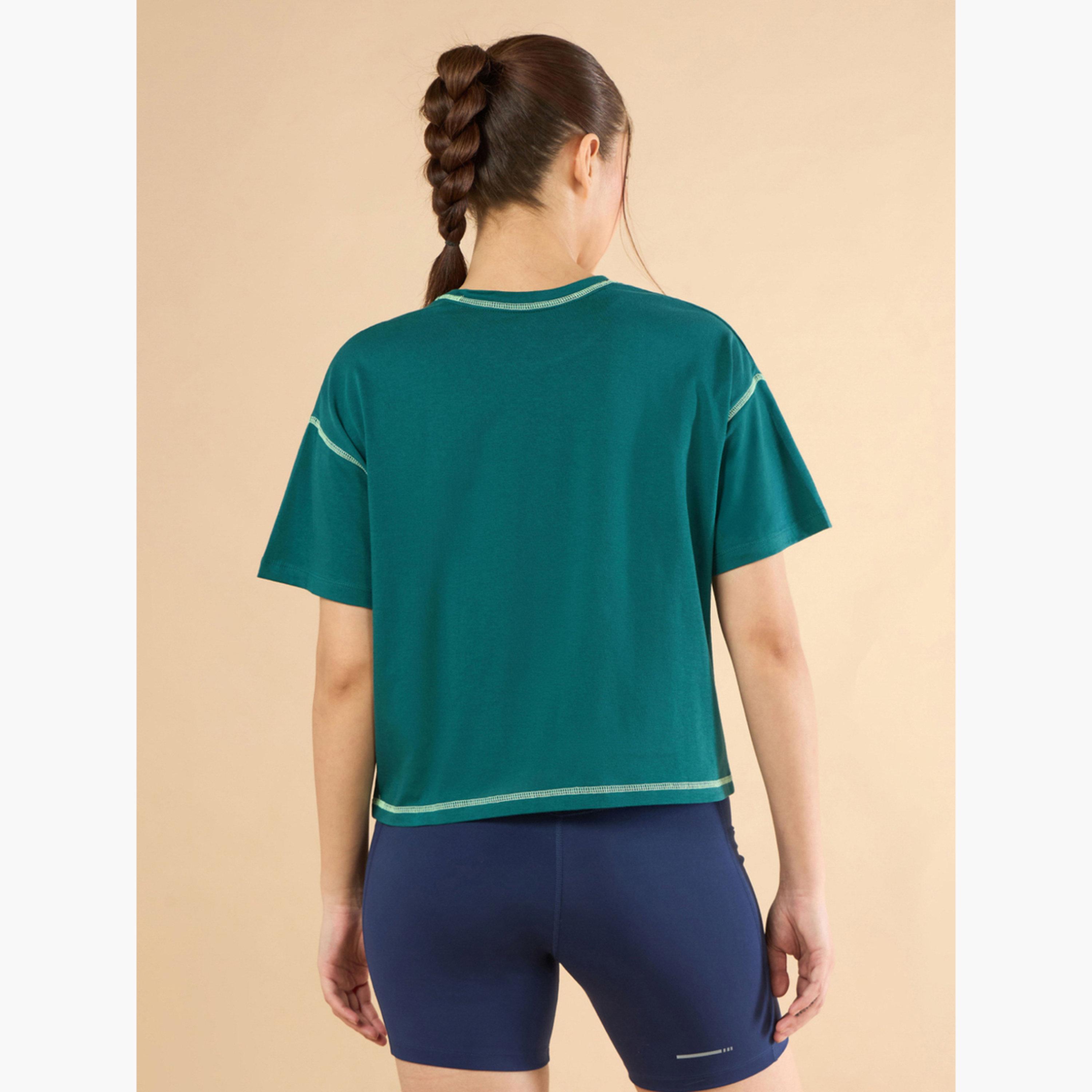 Cult X Styli Women Green Spirit Graphic Boxy Crop T-Shirt-sports-women-clothing-tshirtsandvests-image-6
