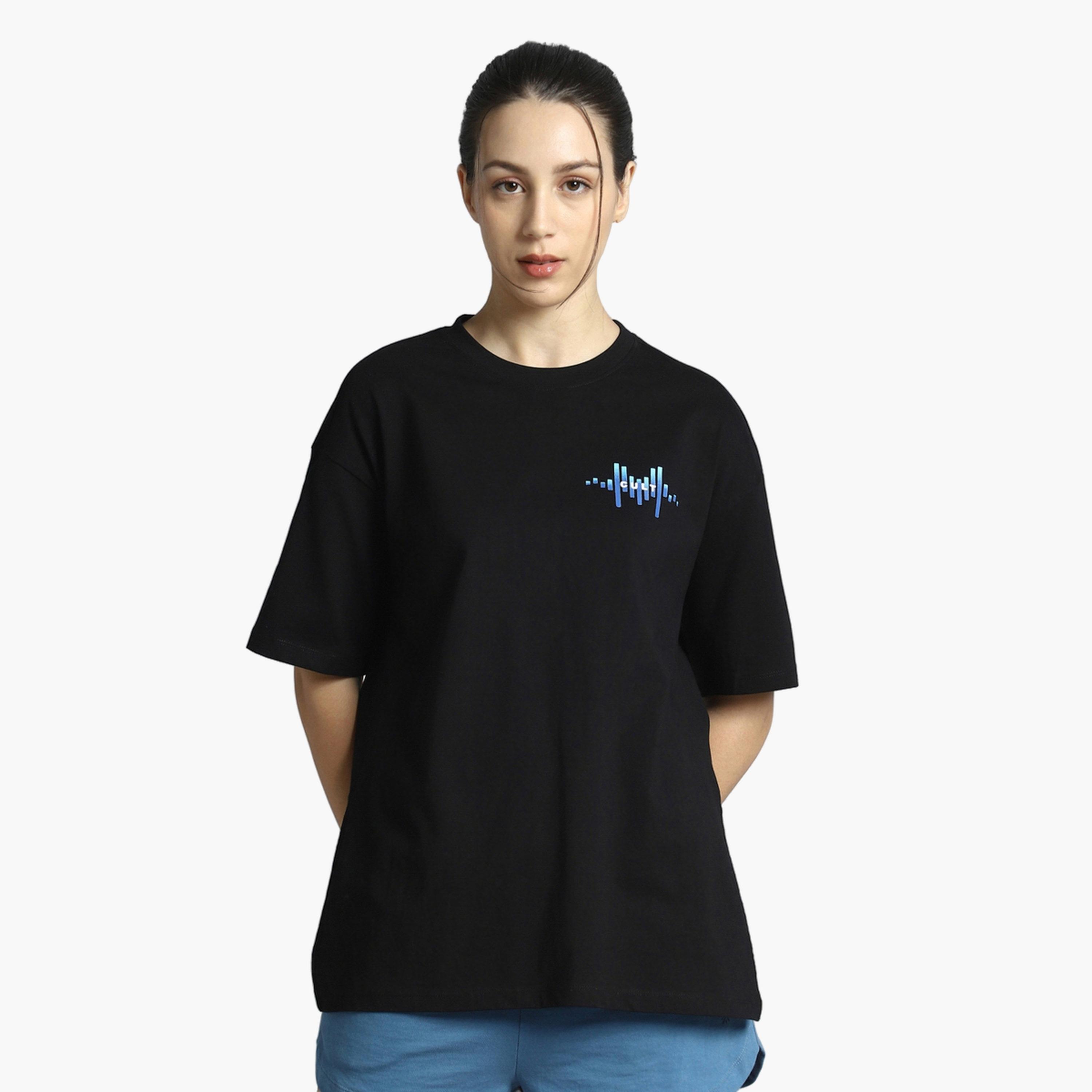Cult X Styli Women Black Printed Oversized T-Shirt-sports-women-clothing-tshirtsandvests-image-1