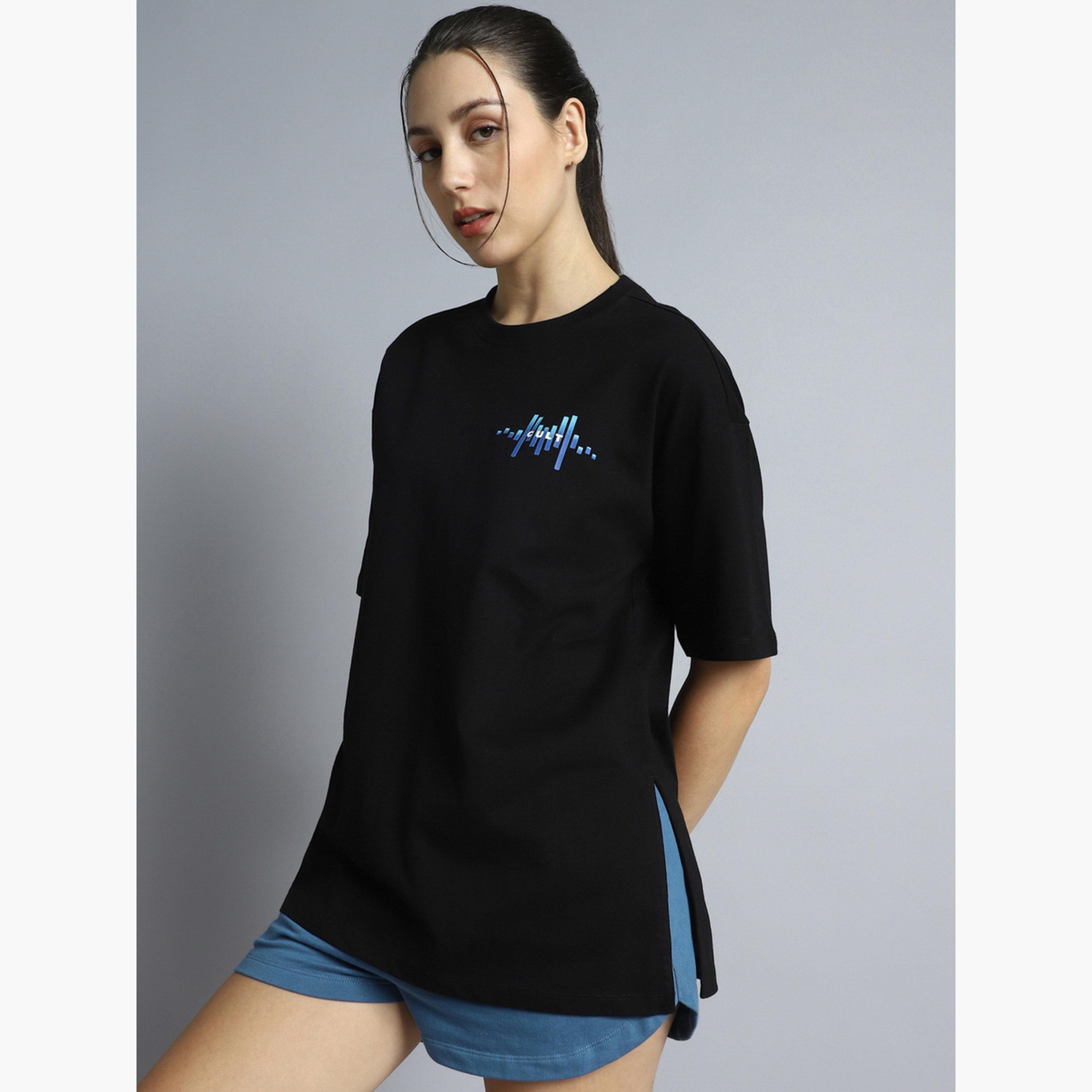 Cult X Styli Women Black Printed Oversized T-Shirt-sports-women-clothing-tshirtsandvests-image-5