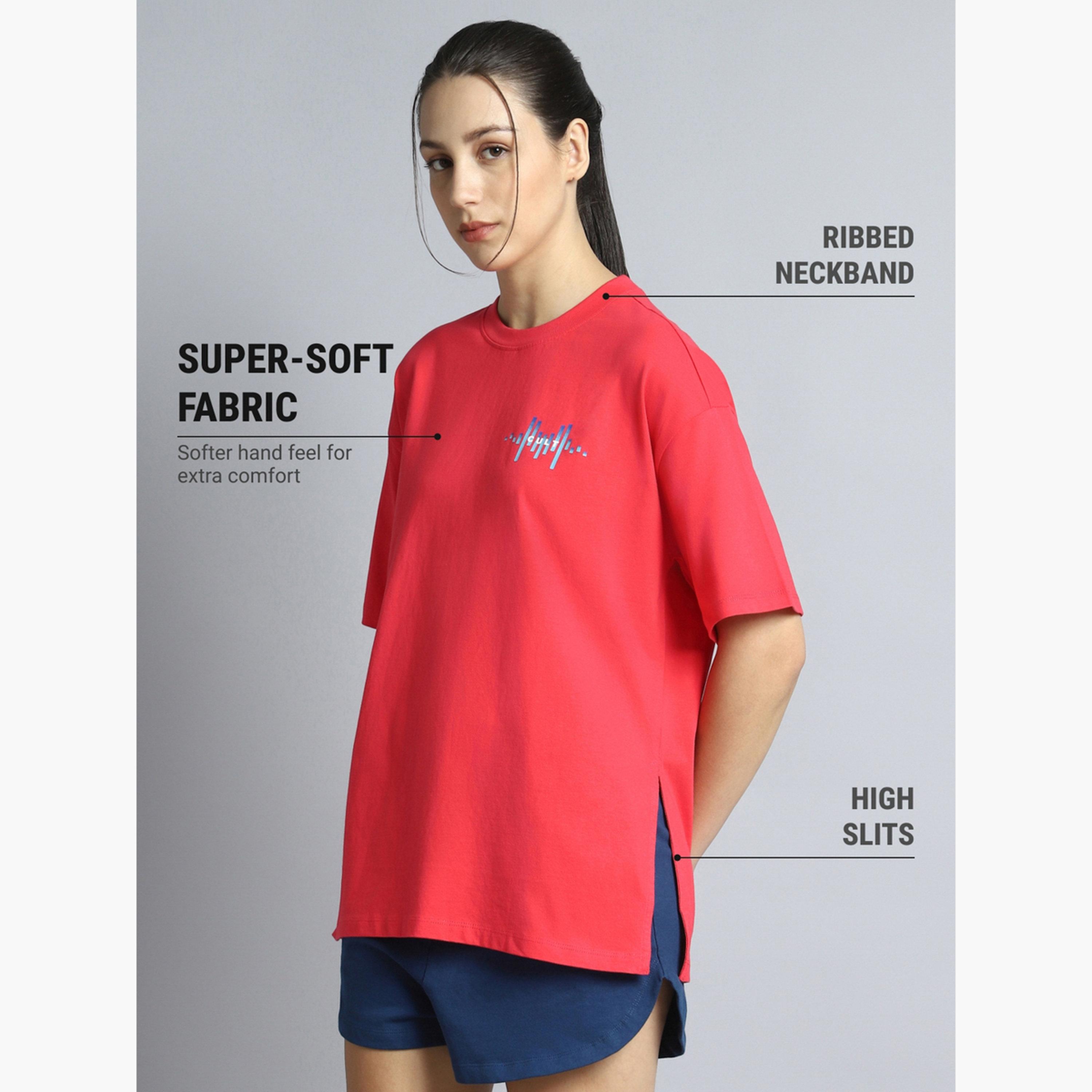 Cult X Styli Women Dark Pink Printed Oversized T-Shirt-sports-women-clothing-tshirtsandvests-image-6