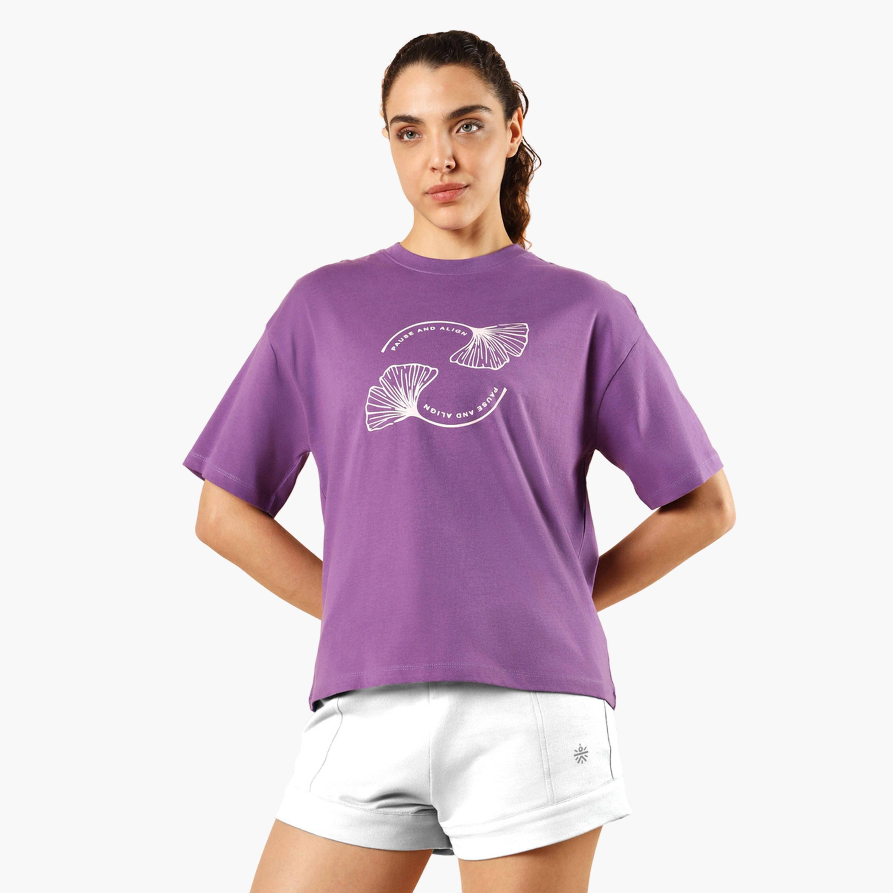 Cult X Styli Women Purple Pause and Align Printed T-Shirt-sports-women-clothing-tshirtsandvests-image-1