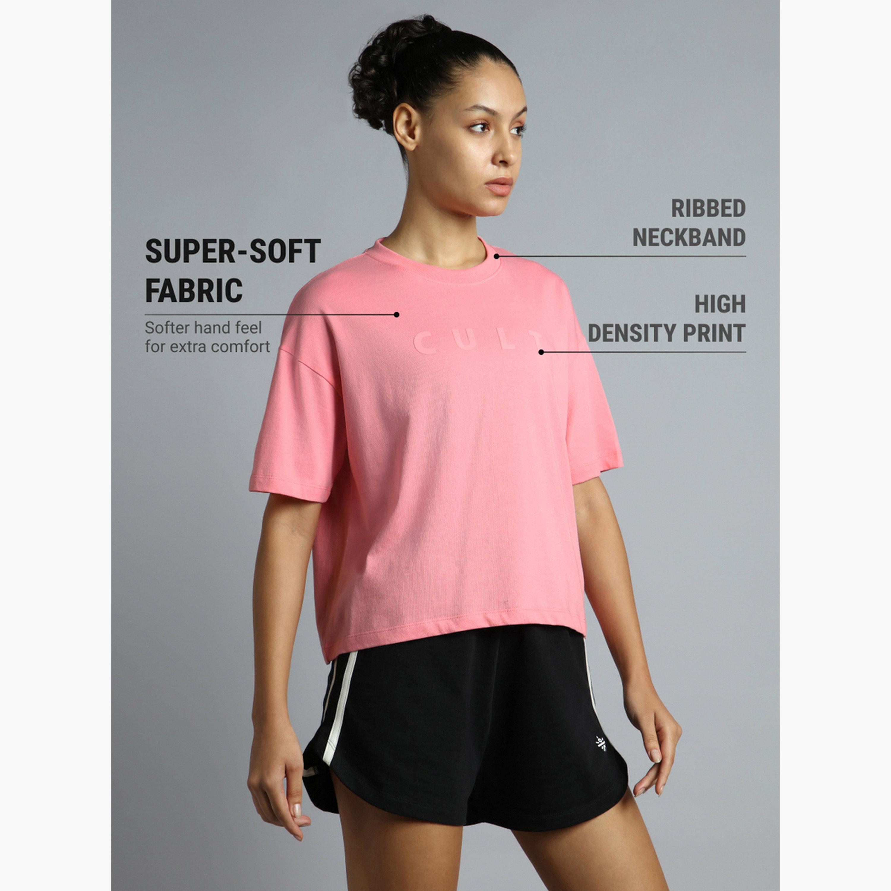 تيشيرت نسائي غرافيك بعلامة تجارية بدرجات اللون الوردي من Cult X Styli-sports-women-clothing-tshirtsandvests-image-5