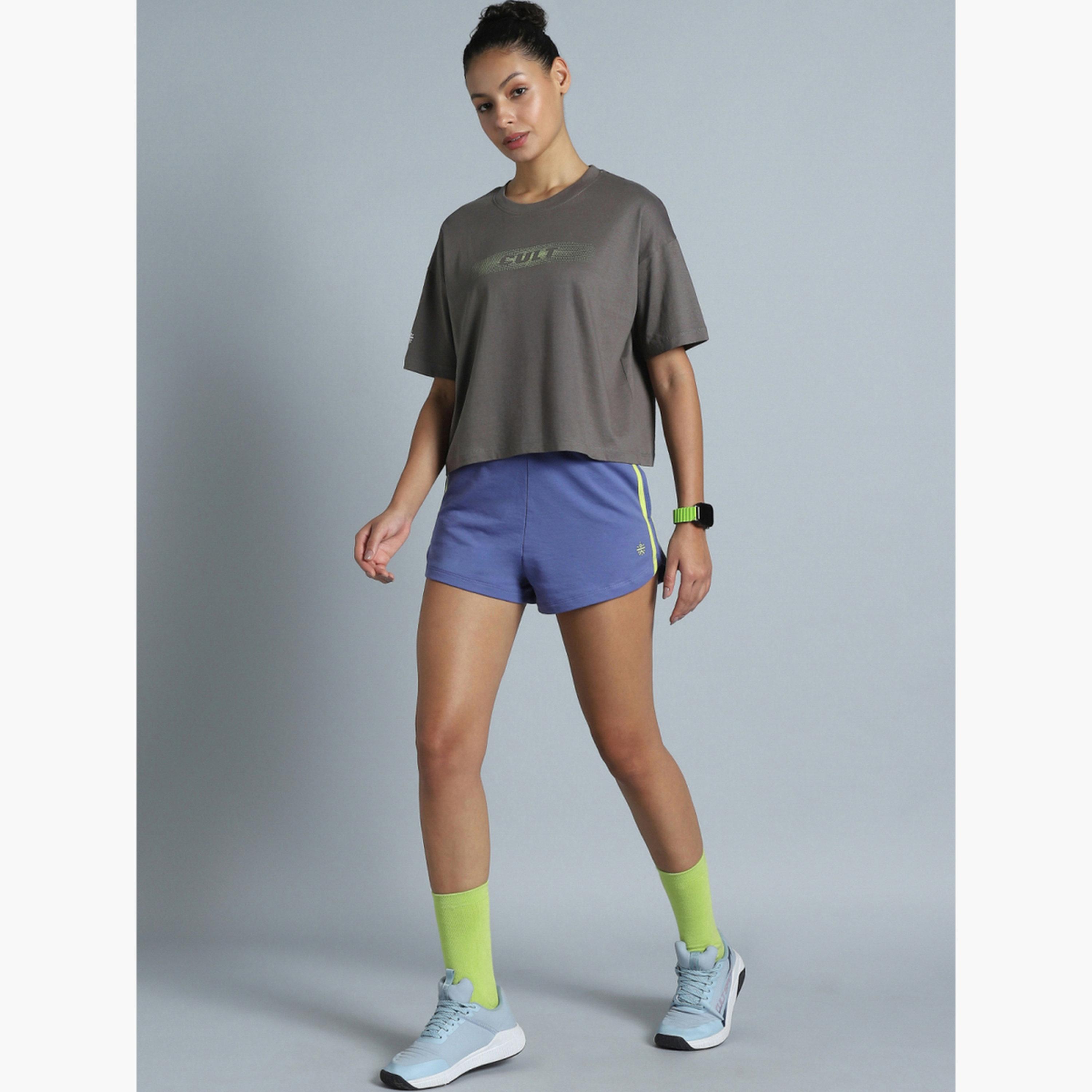 Cult X Styli Women Grey Branding Cropped T-Shirt-sports-women-clothing-tshirtsandvests-image-2