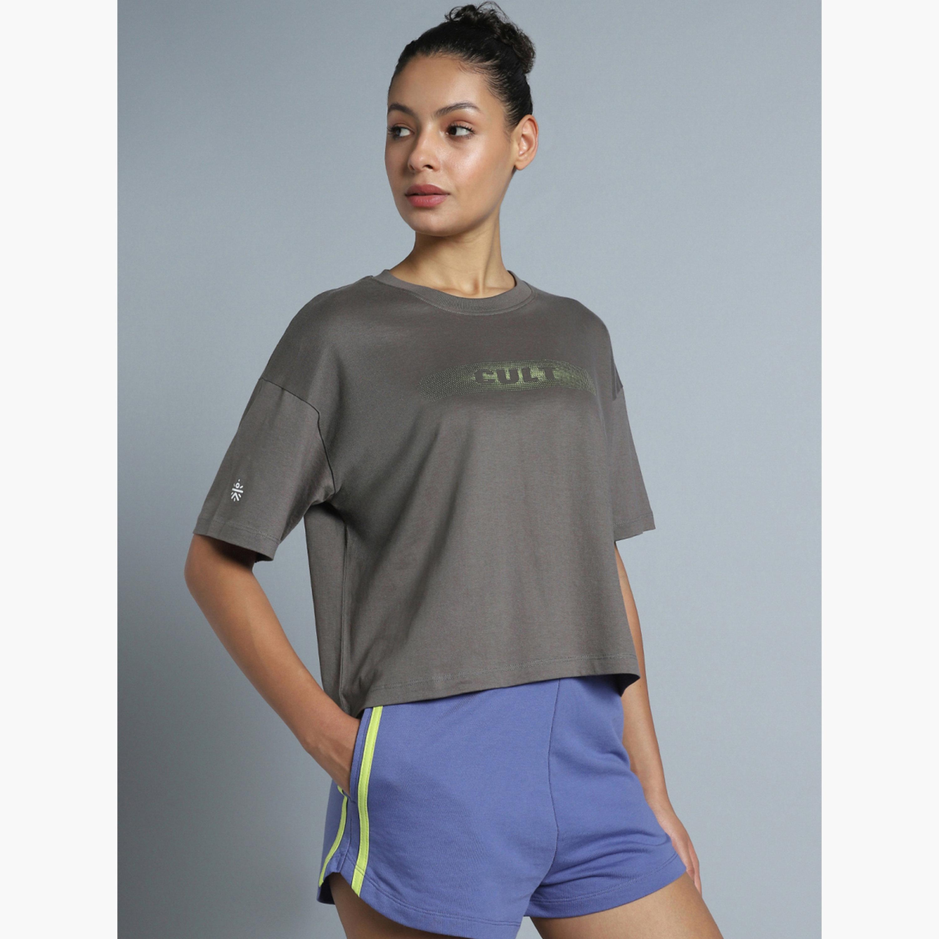 Cult X Styli Women Grey Branding Cropped T-Shirt-sports-women-clothing-tshirtsandvests-image-4