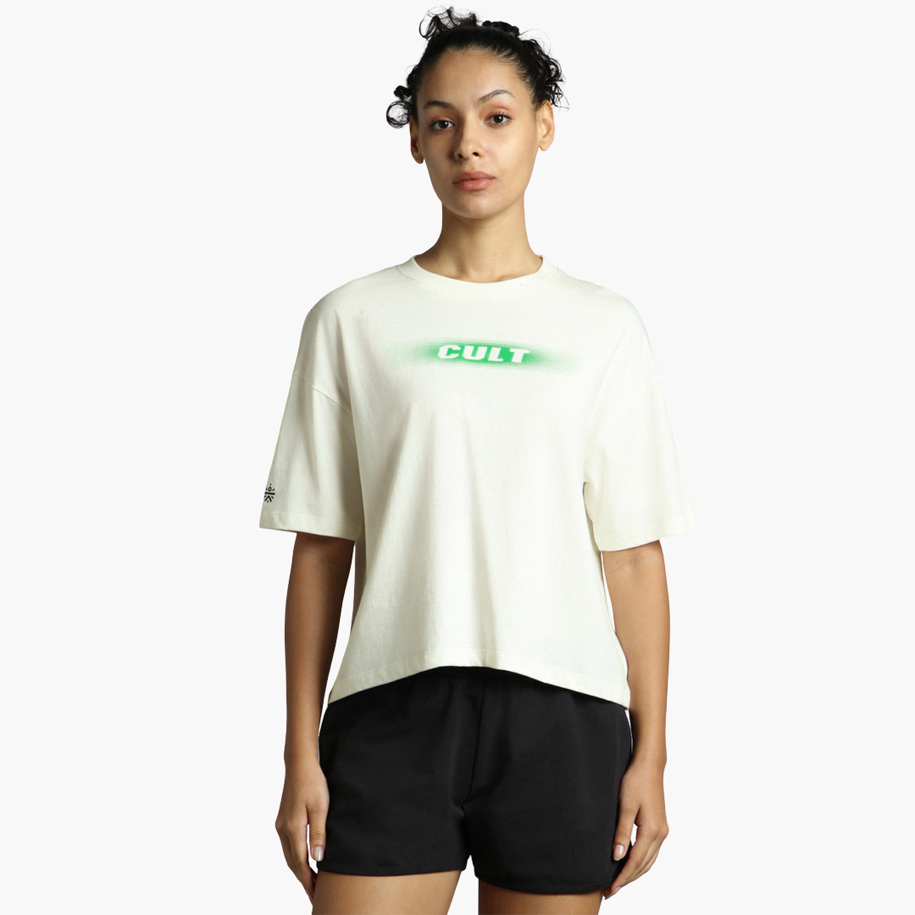 تيشيرت نسائي قصير بعلامة تجارية باللون الأبيض من Cult X Styli-sports-women-clothing-tshirtsandvests-image-1