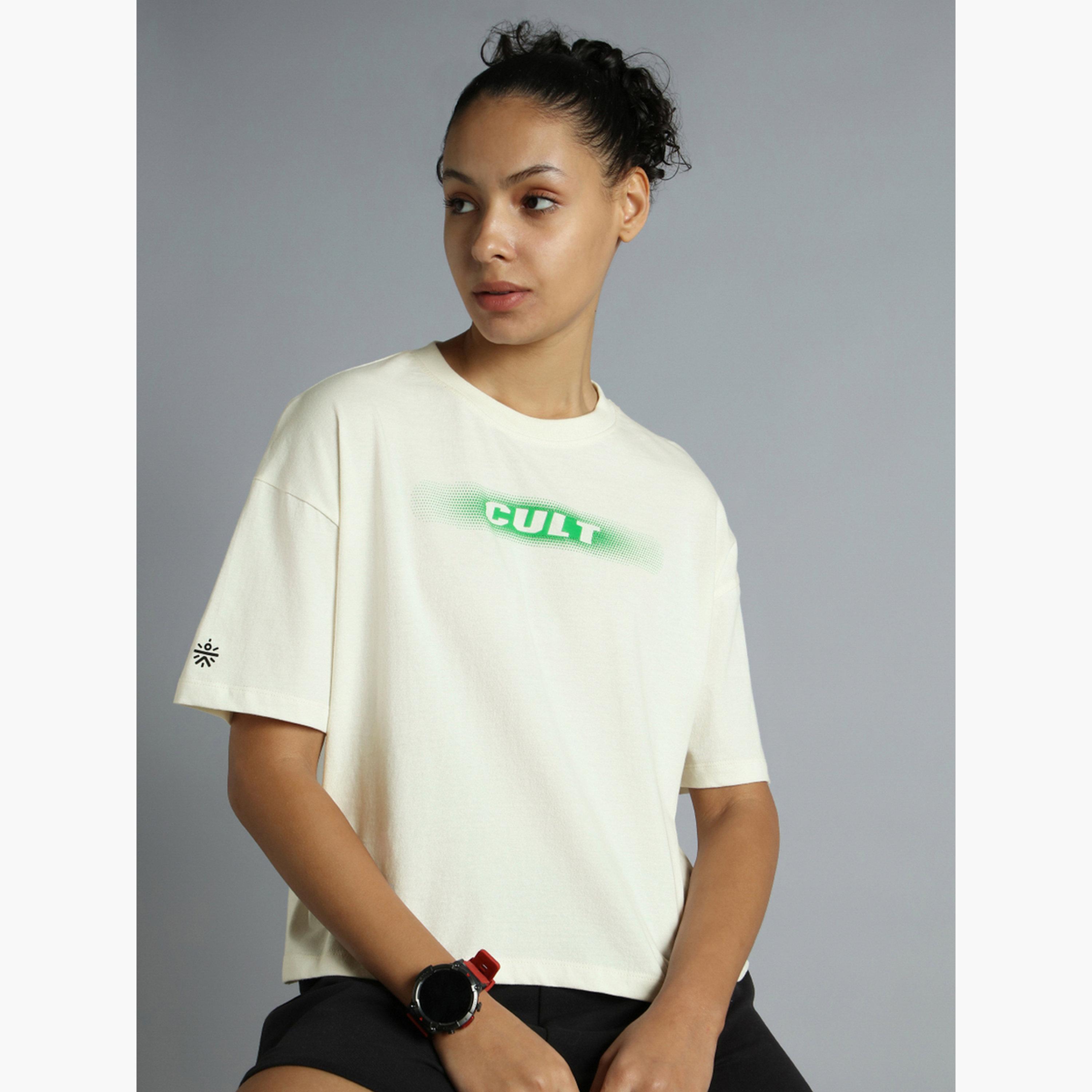 Cult X Styli Women's White Branding Cropped T-shirt-sports-women-clothing-tshirtsandvests-image-2