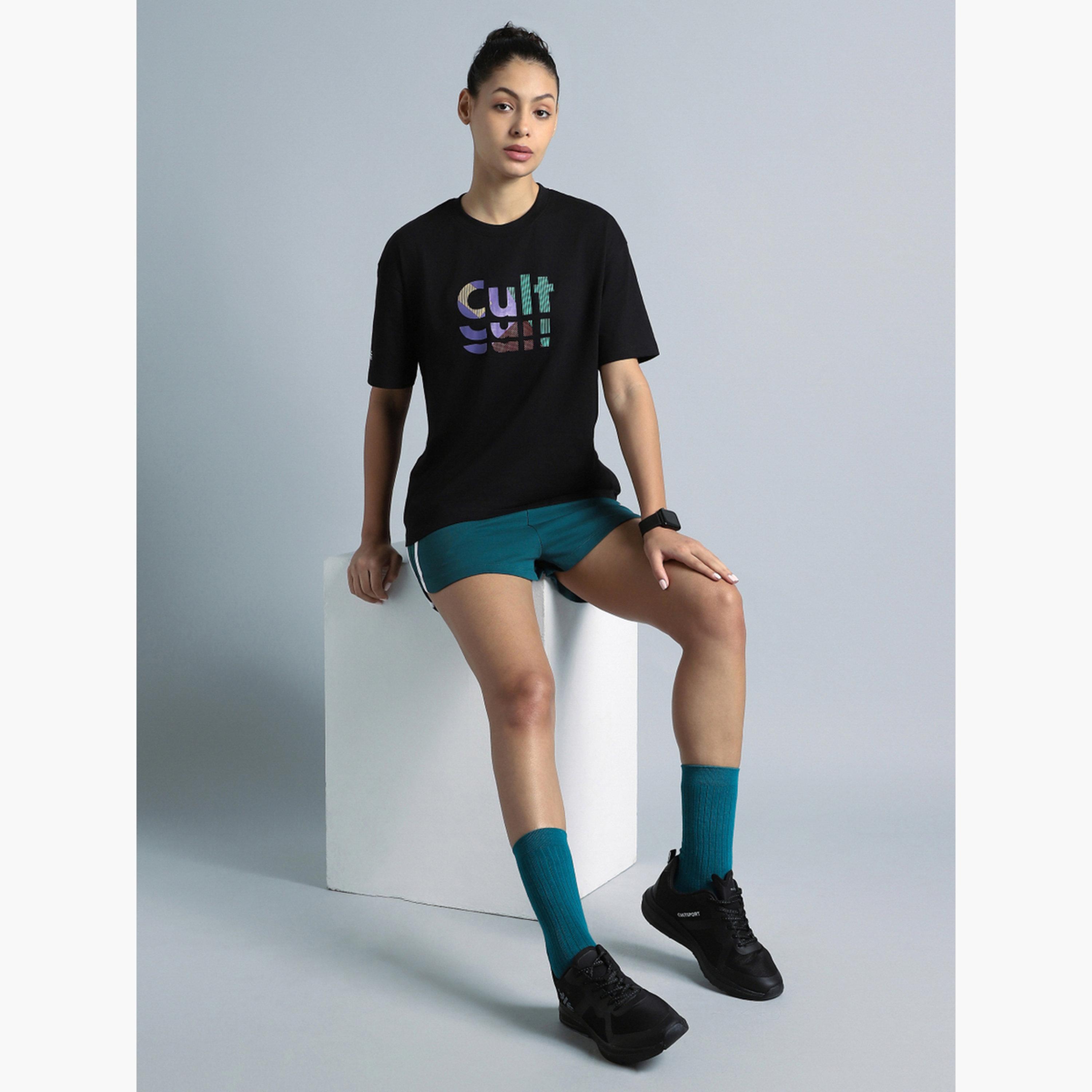 Cult X Styli Women's Black Back Print Relaxed Fit T-shirt-sports-women-clothing-tshirtsandvests-image-3