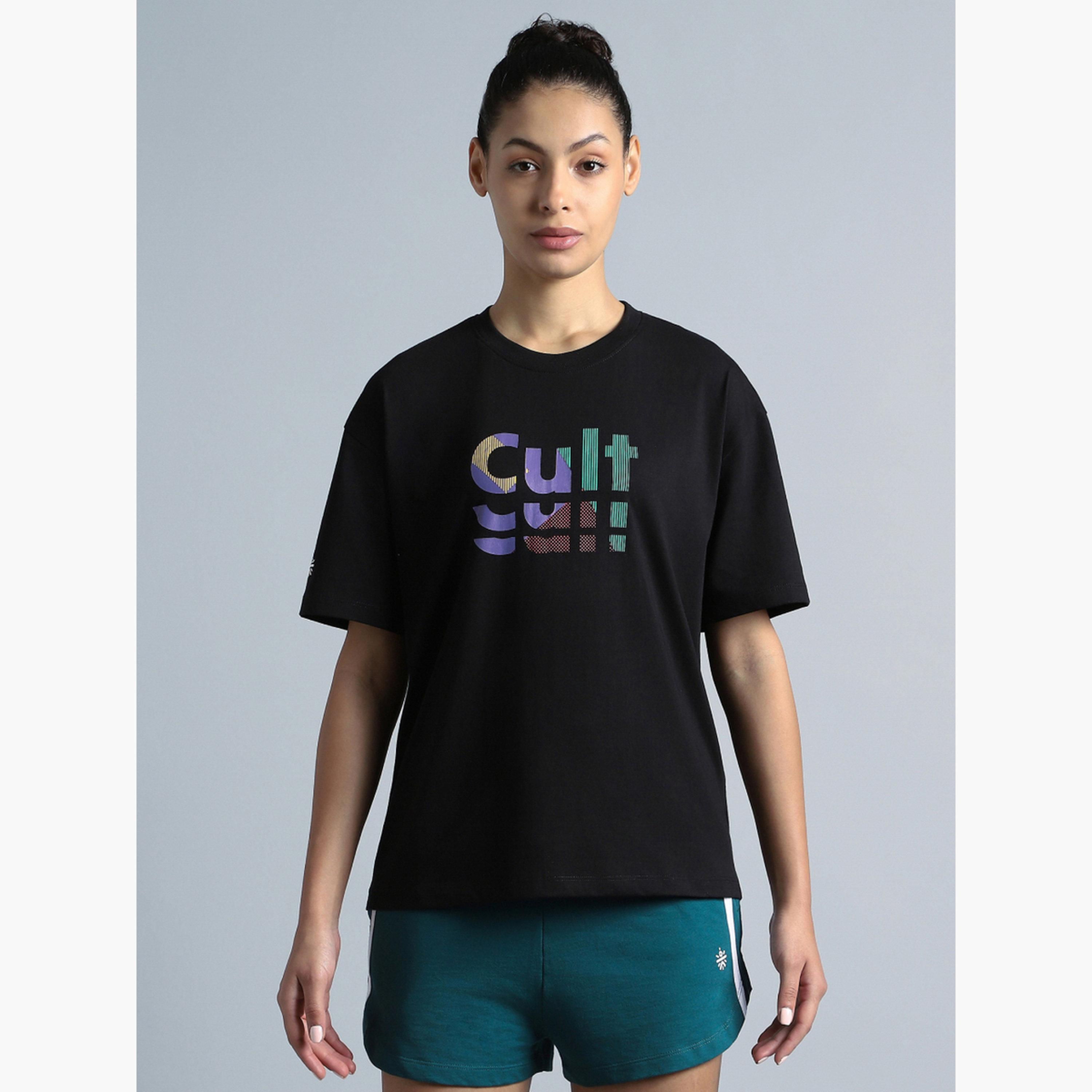 Cult X Styli Women's Black Back Print Relaxed Fit T-shirt-sports-women-clothing-tshirtsandvests-image-4