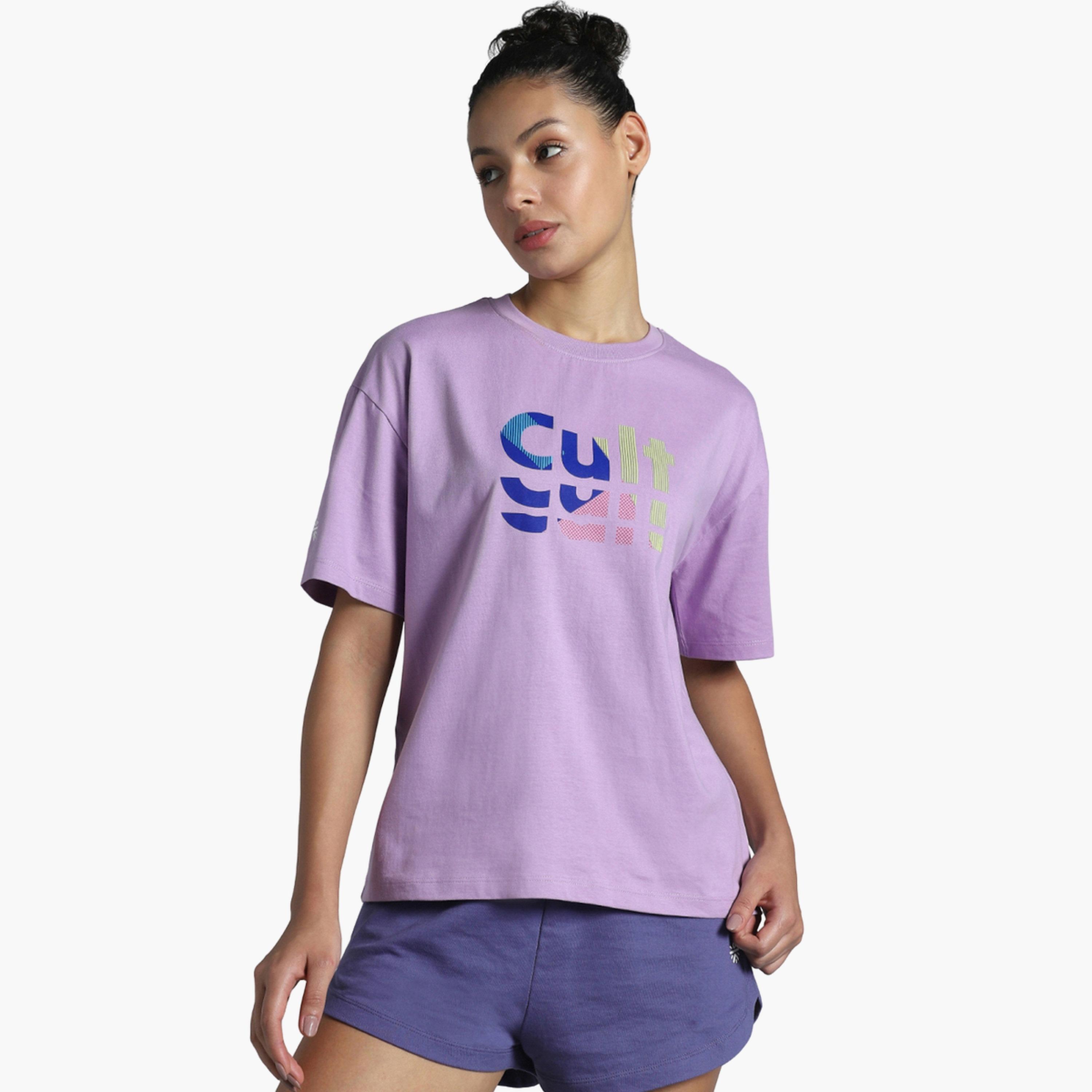 تيشرت قصة واسعة بطبعة العلامة التجارية-sports-women-clothing-tshirtsandvests-image-1