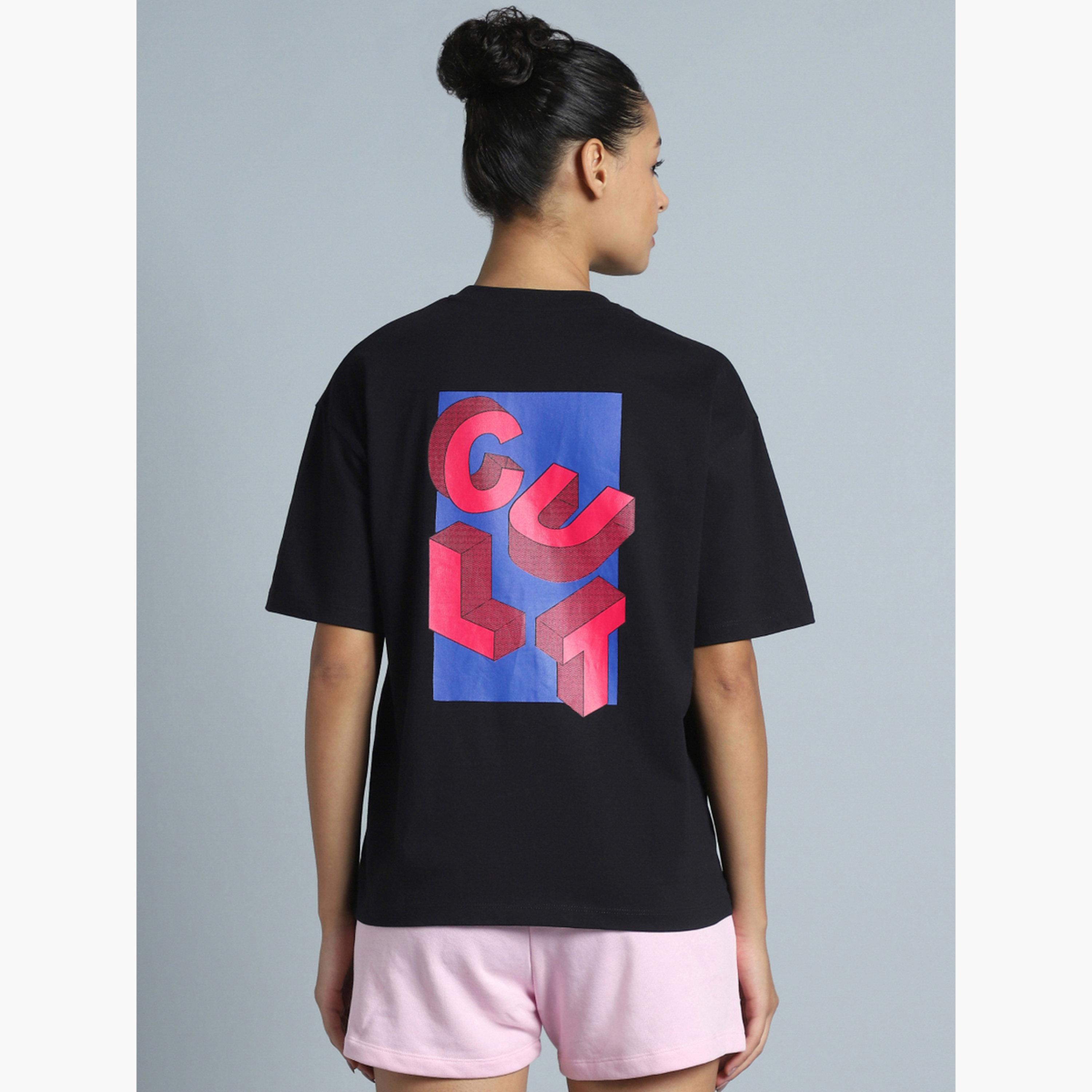 Cult X Styli Women's Black Back Print Relaxed Fit T-shirt-sports-women-clothing-tshirtsandvests-image-6