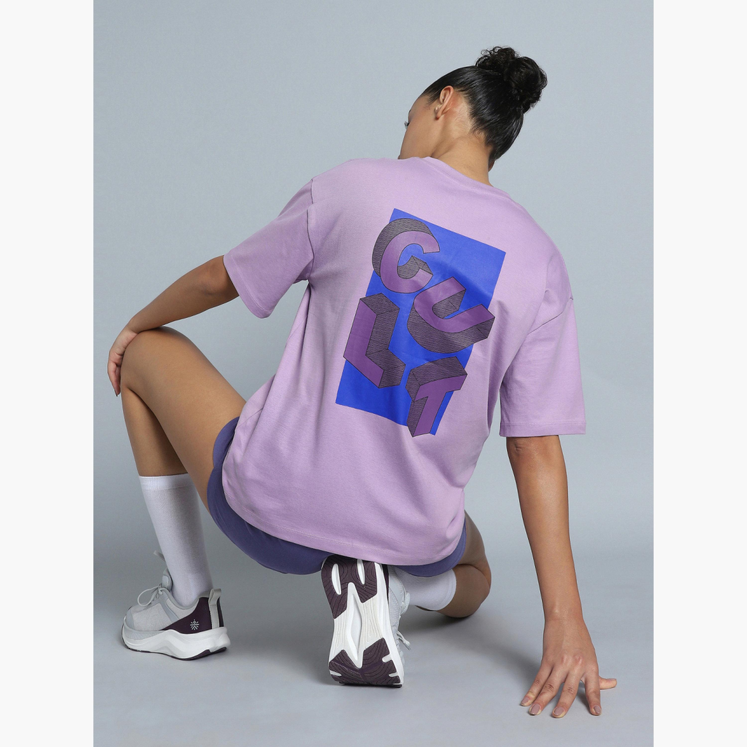 Cult X Styli Women's Purple Back Print Relaxed Fit T-shirt-sports-women-clothing-tshirtsandvests-image-3