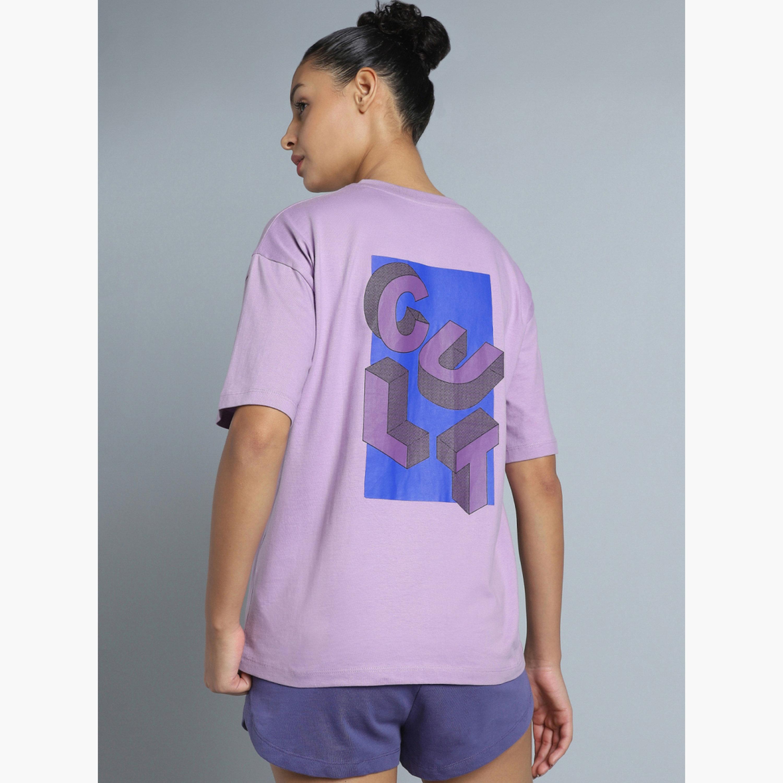 Cult X Styli Women's Purple Back Print Relaxed Fit T-shirt-sports-women-clothing-tshirtsandvests-image-4