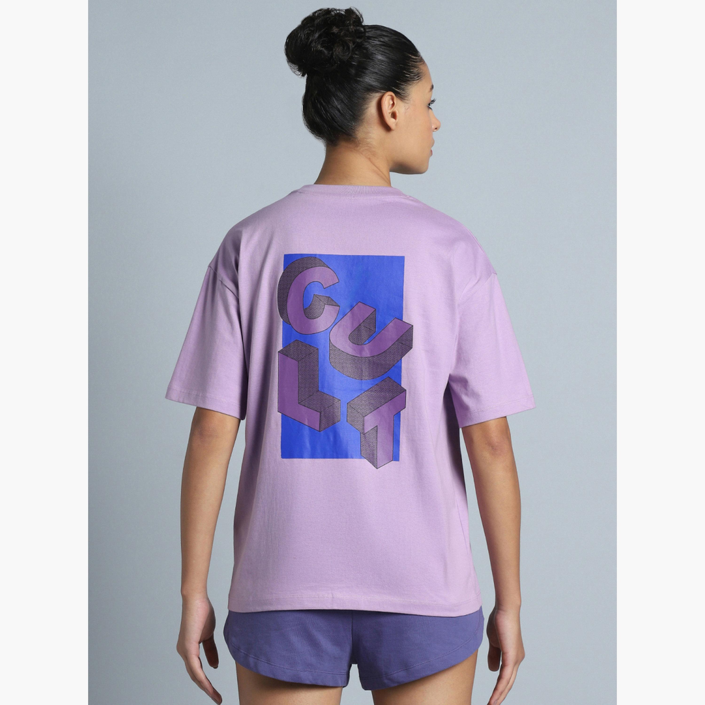Cult X Styli Women's Purple Back Print Relaxed Fit T-shirt-sports-women-clothing-tshirtsandvests-image-6
