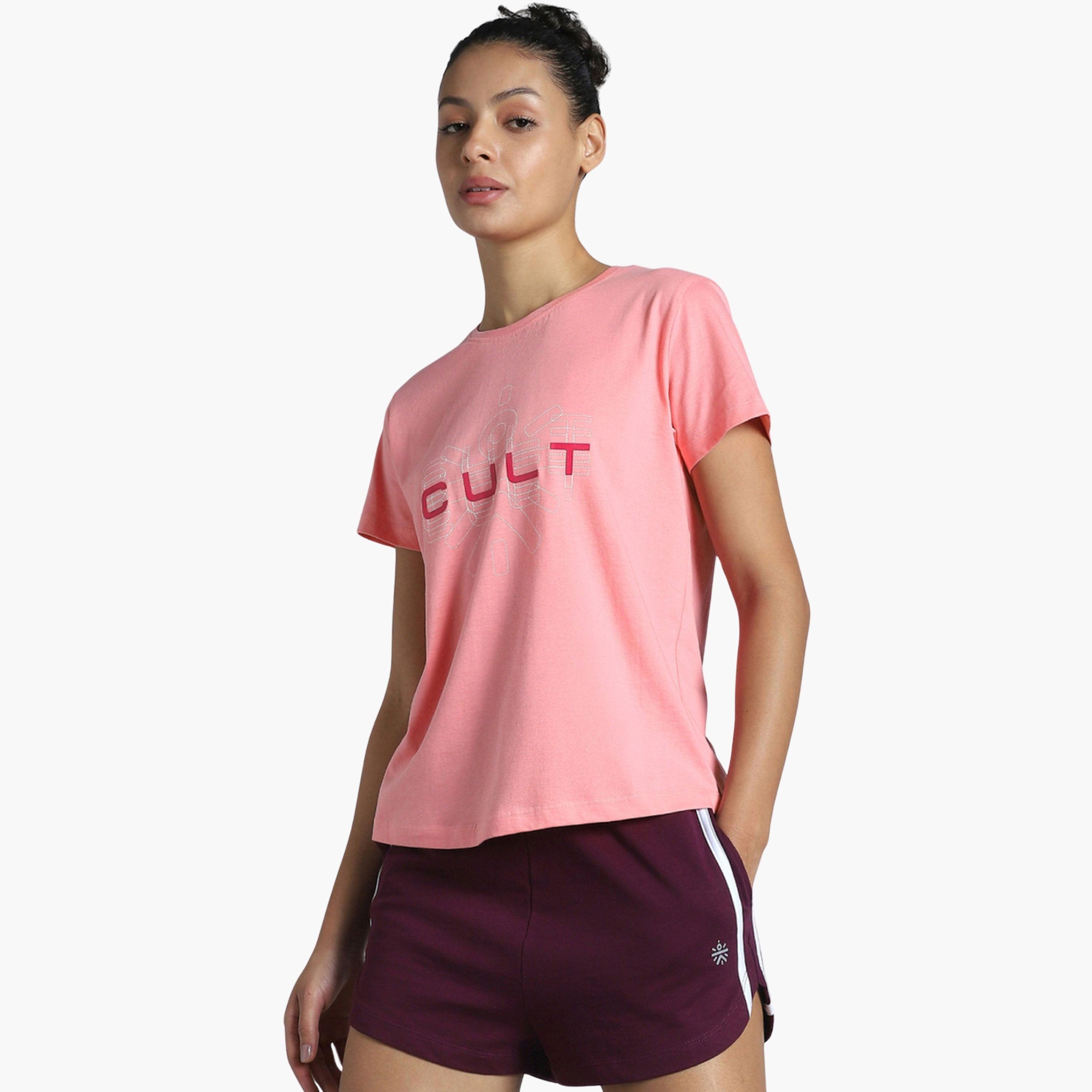 Cult X Styli Women's Pink Brand Carrier T-shirt-sports-women-clothing-tshirtsandvests-image-1