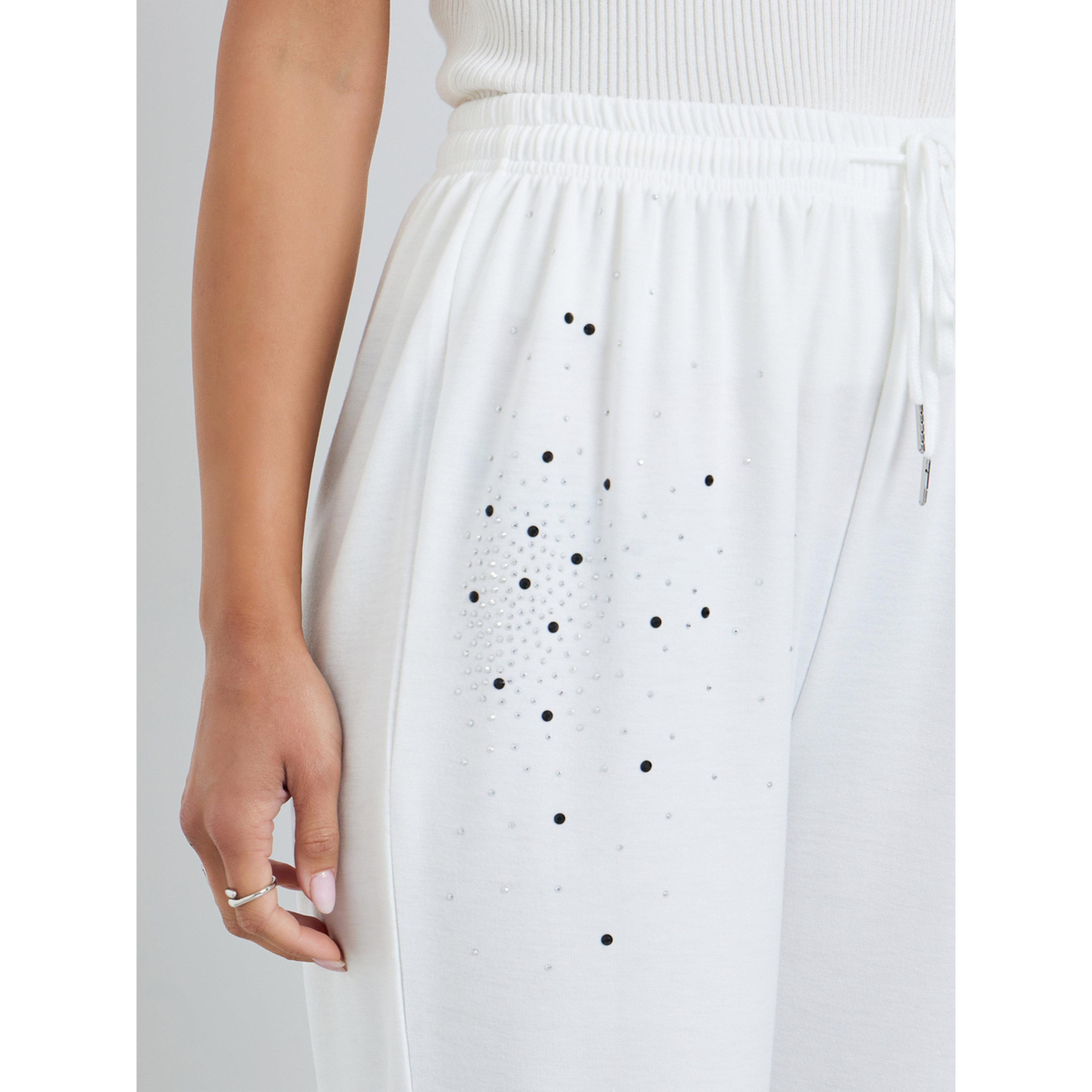 Styli Women White Rhinestone Wide-Leg Joggers-women-clothing-bottoms-joggers-image-3