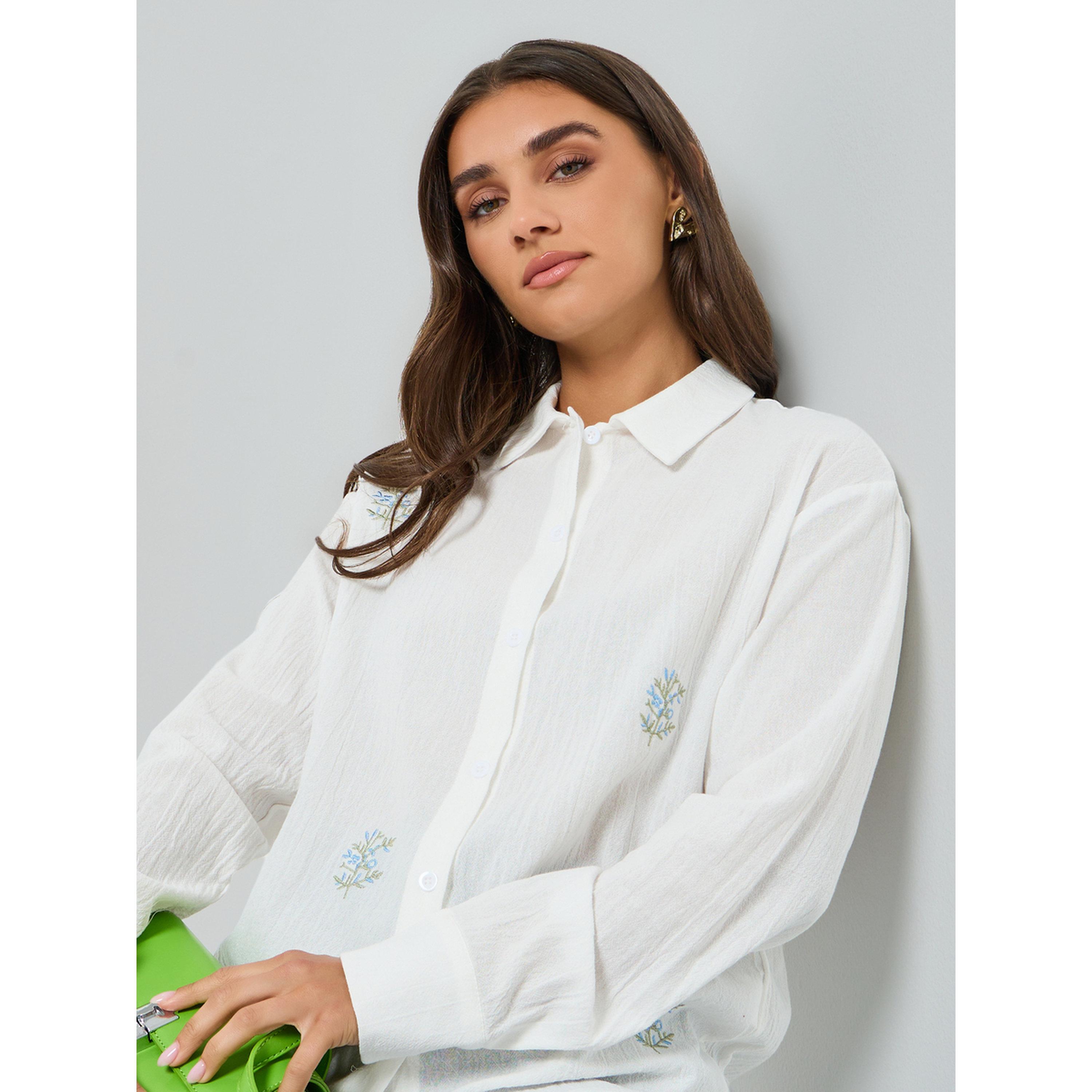 Styli Women White Embroidered Regular Shirt-women-clothing-shirtsandblouses-shirts-image-4