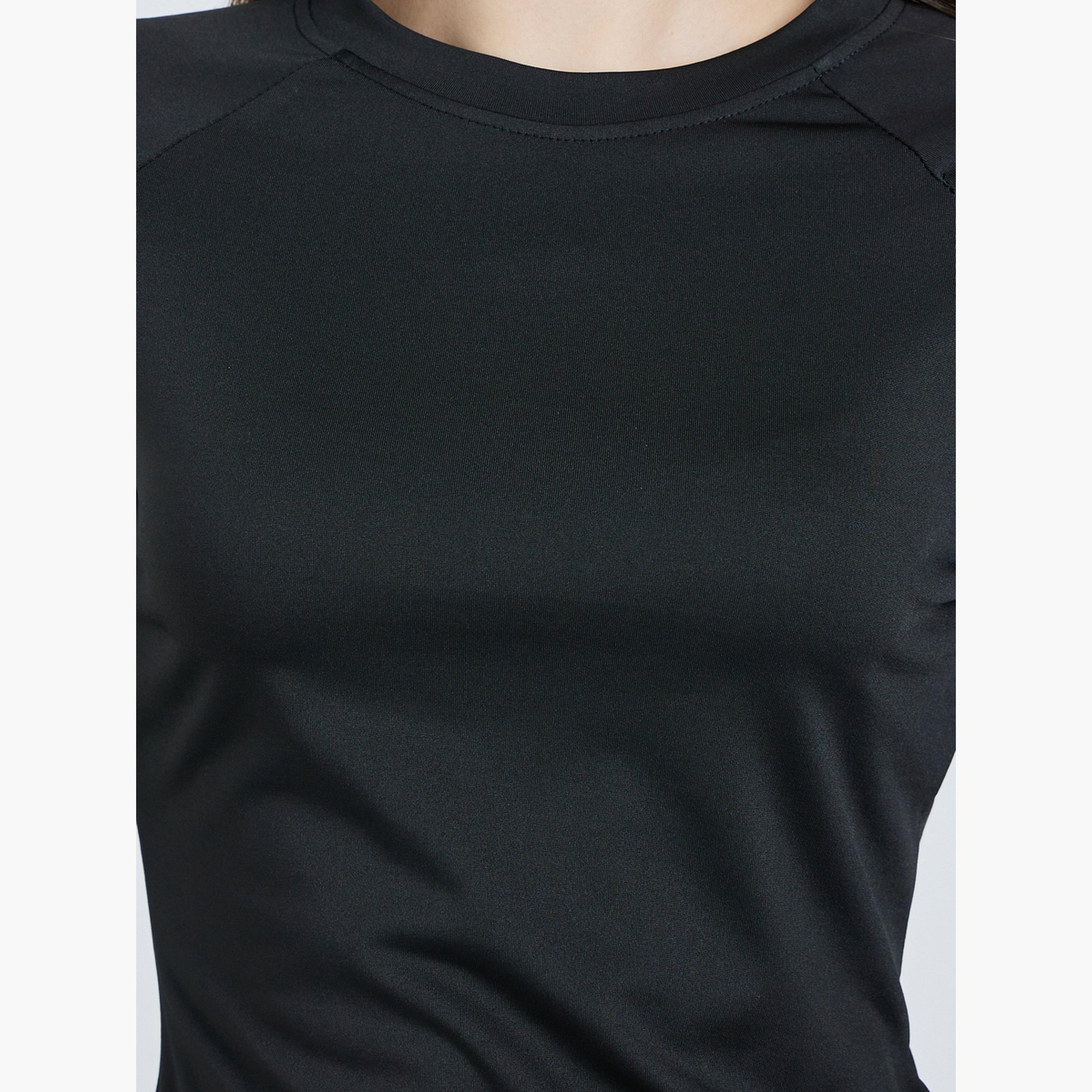 Styli Black Solid Fitted T-Shirt and Leggings Co-Ords-women-clothing-coordsets-image-4