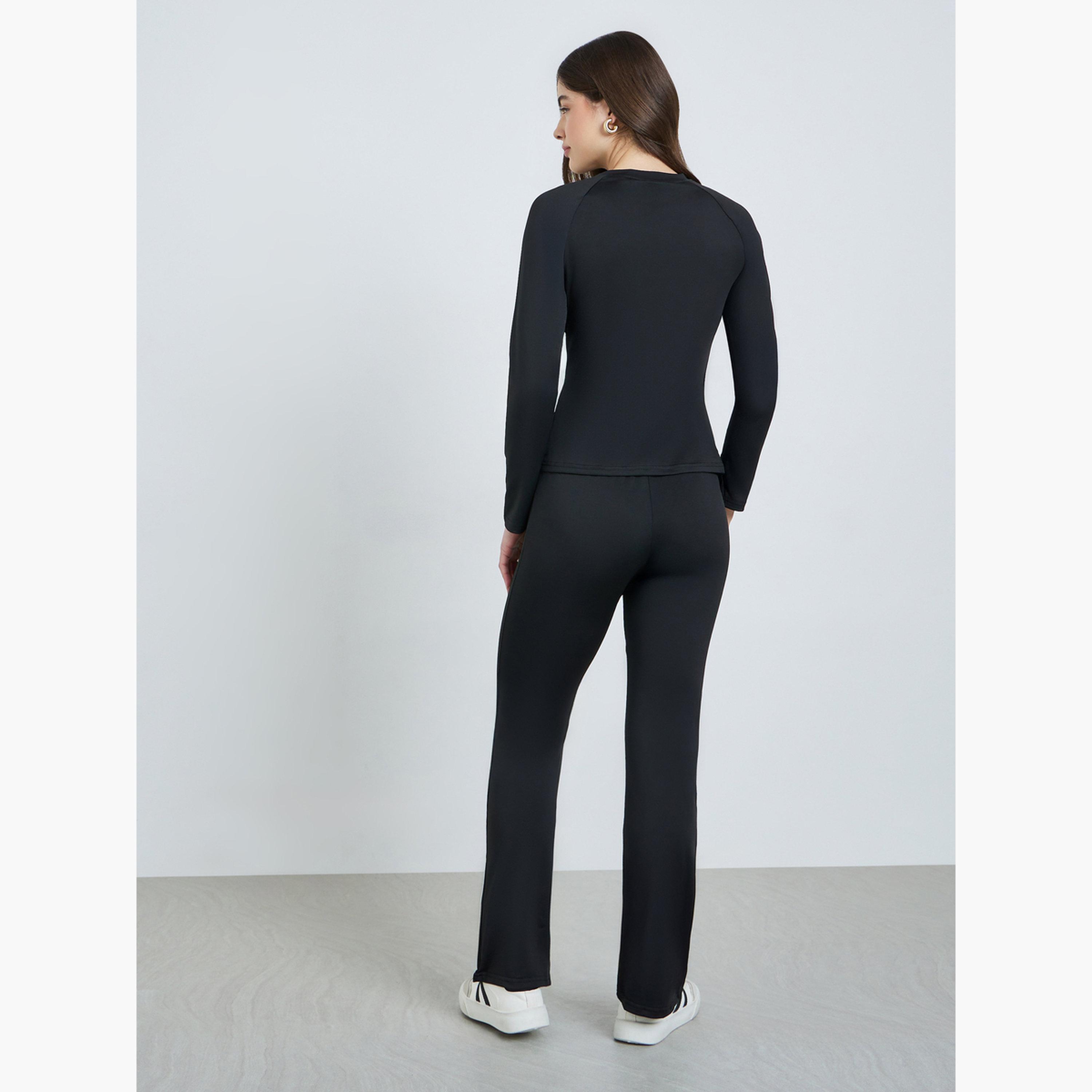 Styli Black Solid Fitted T-Shirt and Leggings Co-Ords-women-clothing-coordsets-image-6