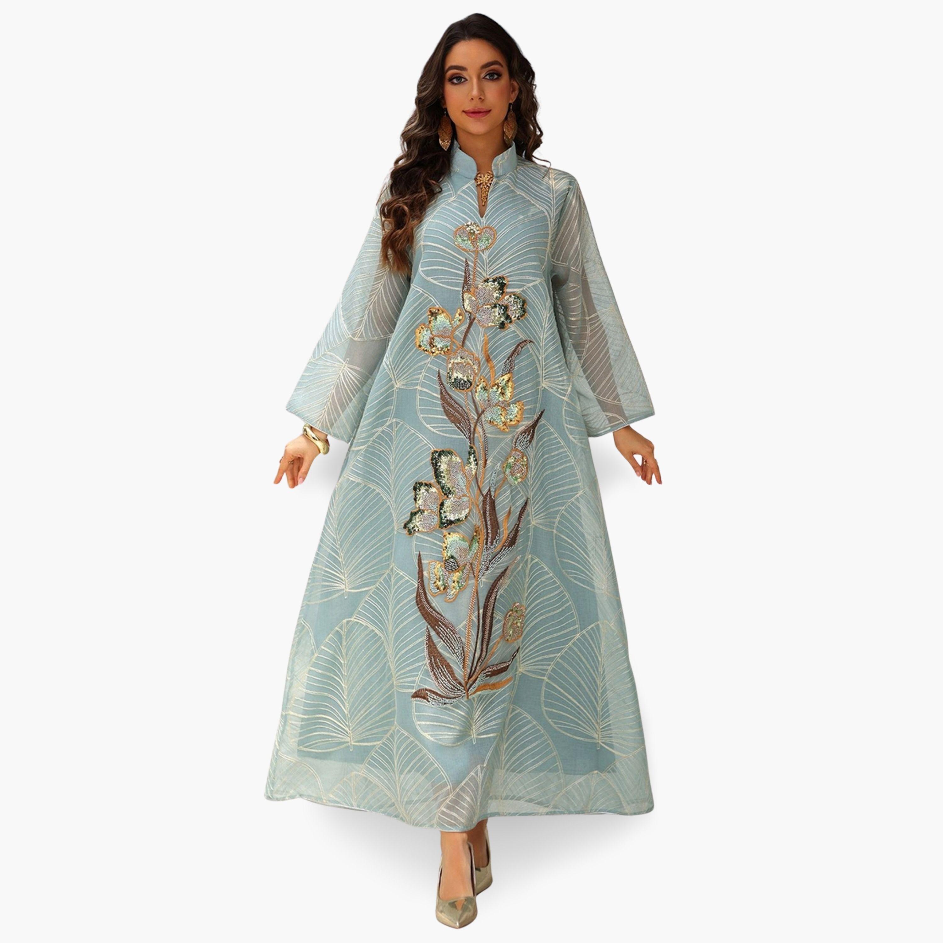 جلابية نسيج بارز مزينة بالترتر-women-arabicclothing-jalabiyas-image-1