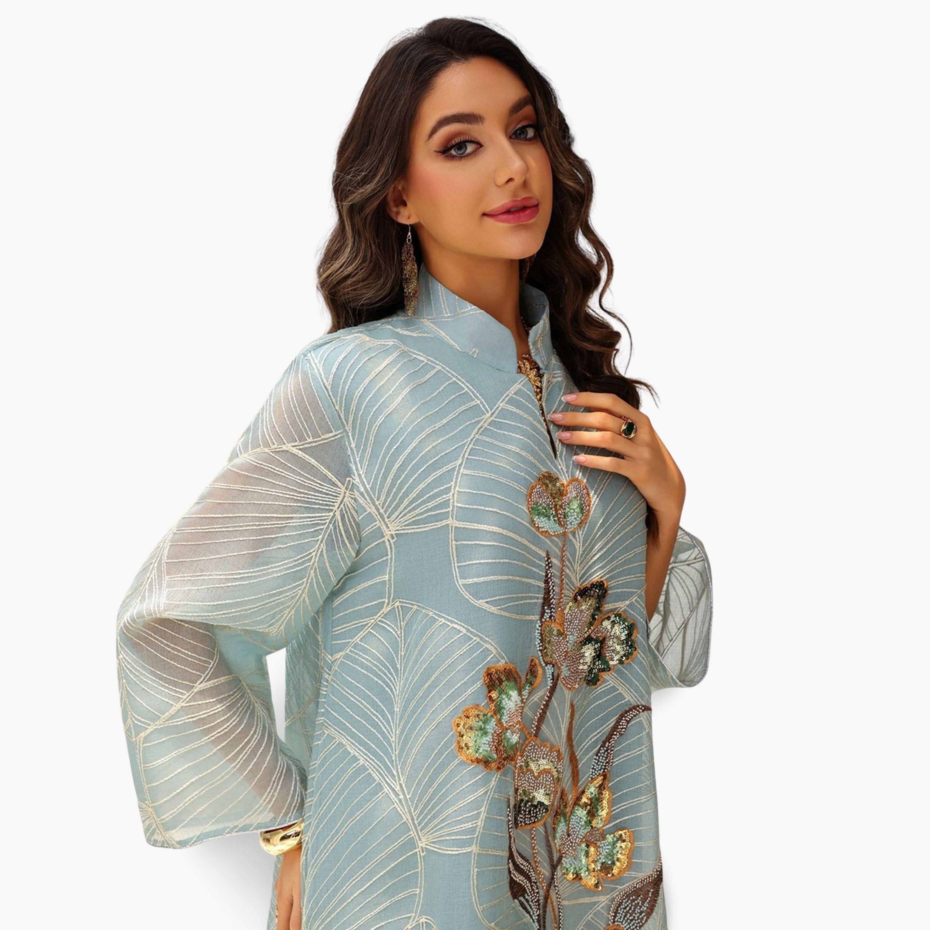 جلابية نسيج بارز مزينة بالترتر-women-arabicclothing-jalabiyas-image-3