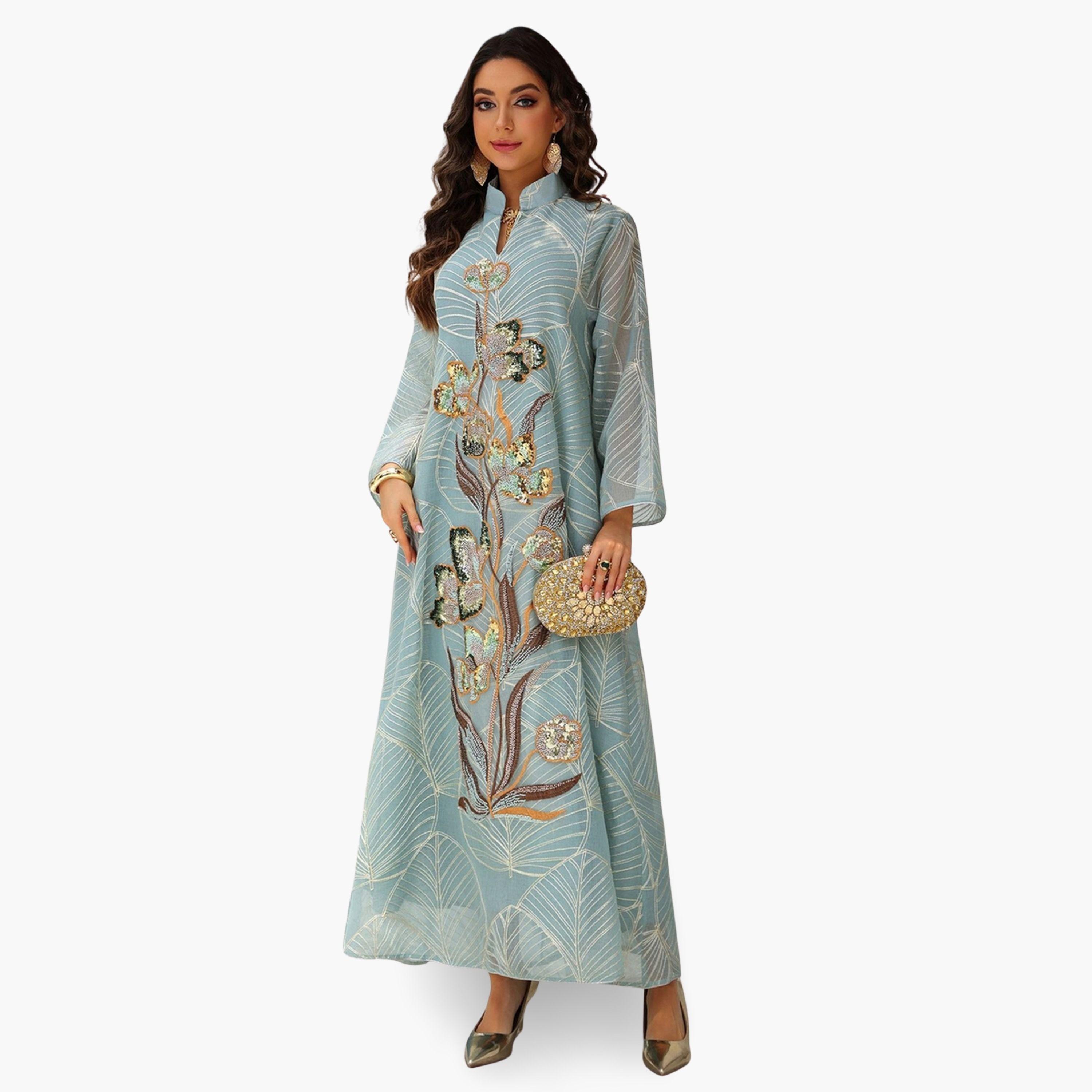 جلابية نسيج بارز مزينة بالترتر-women-arabicclothing-jalabiyas-image-4