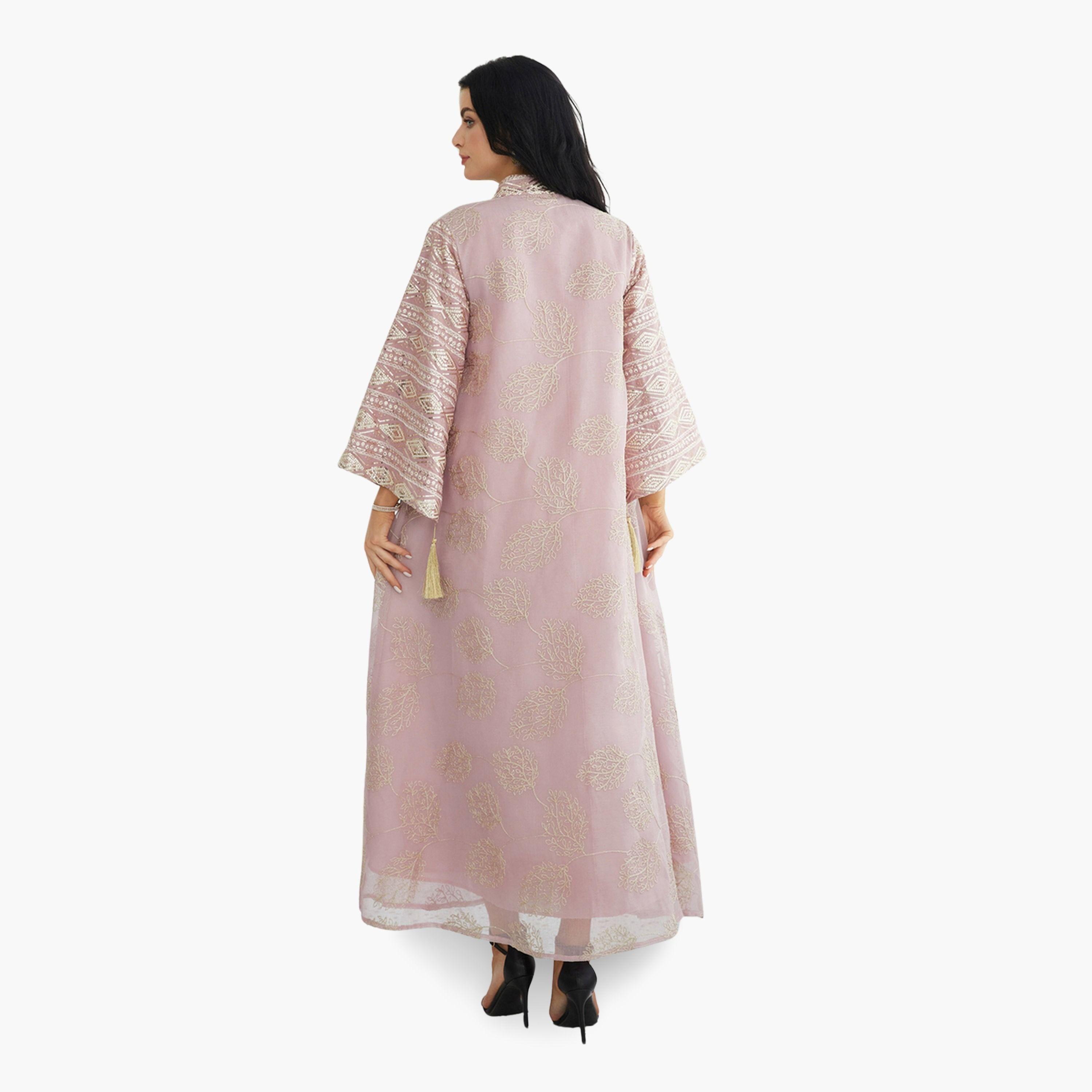 Take Two Women Textured Embellished Tasselled Sleeve Jalabiya-women-arabicclothing-jalabiyas-image-6