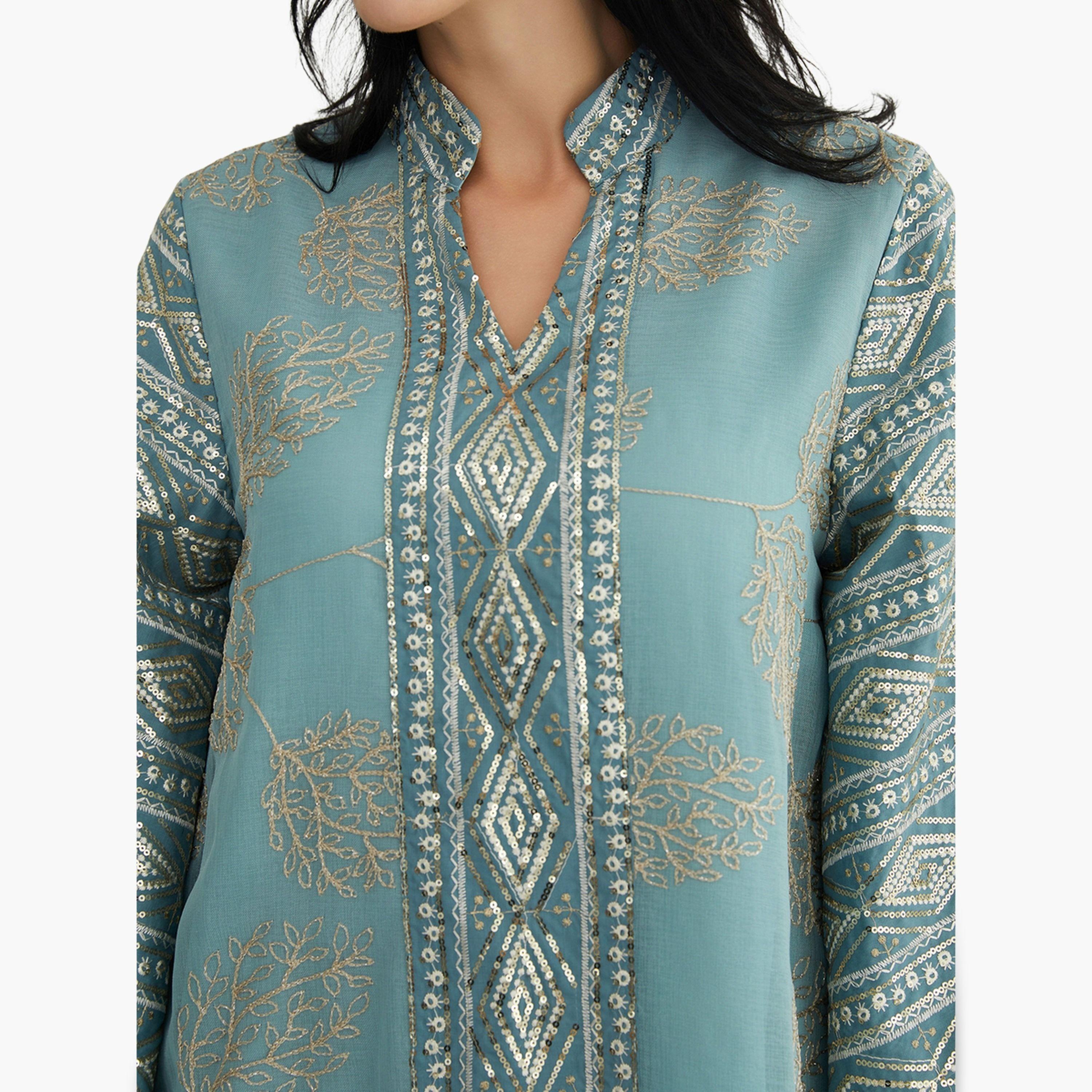 Take Two Women Textured Embellished Tasselled Sleeve Jalabiya-women-arabicclothing-jalabiyas-image-5