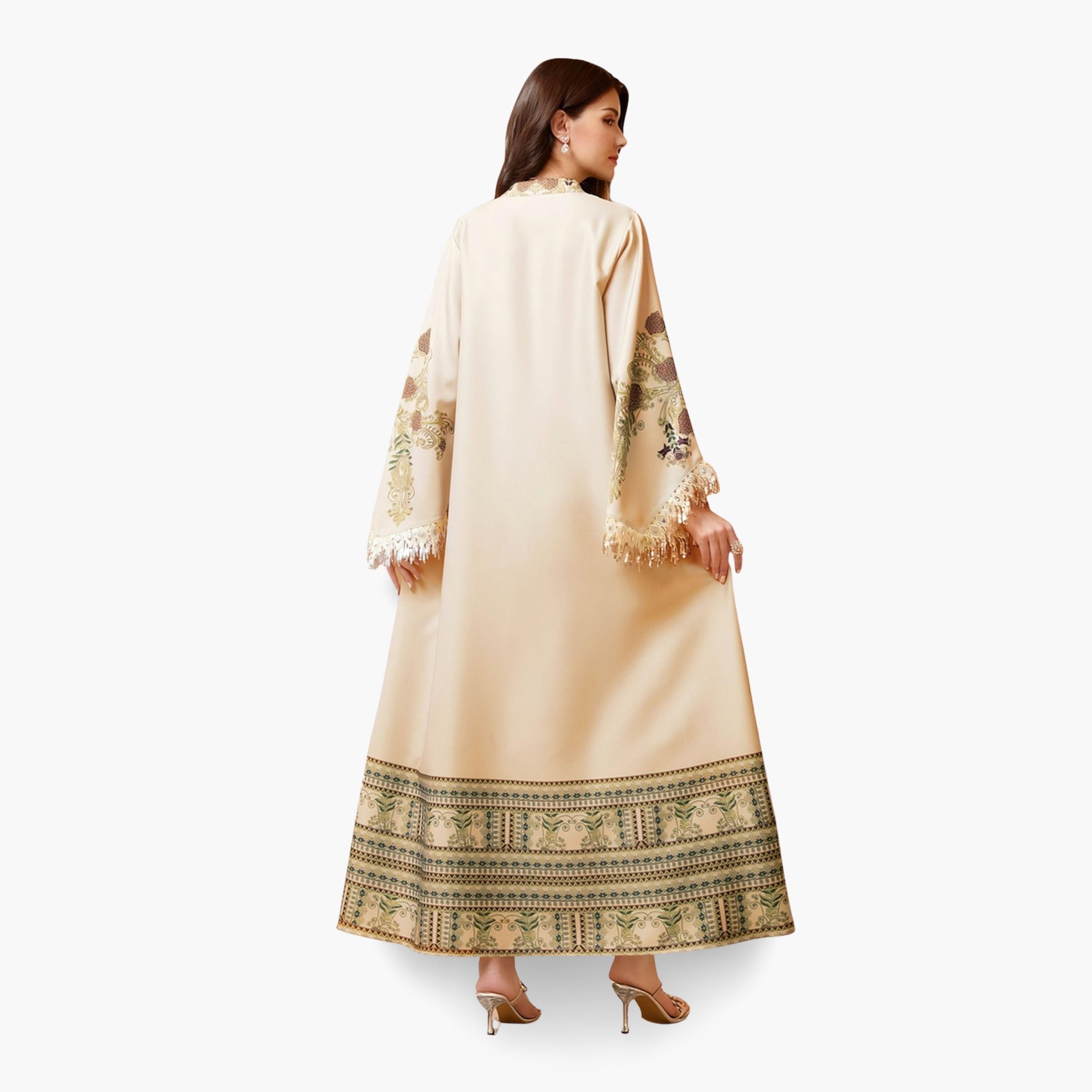 جلابية مطبعة بالزهور ومزينة بأكمام ذات شرابات-women-arabicclothing-jalabiyas-image-5