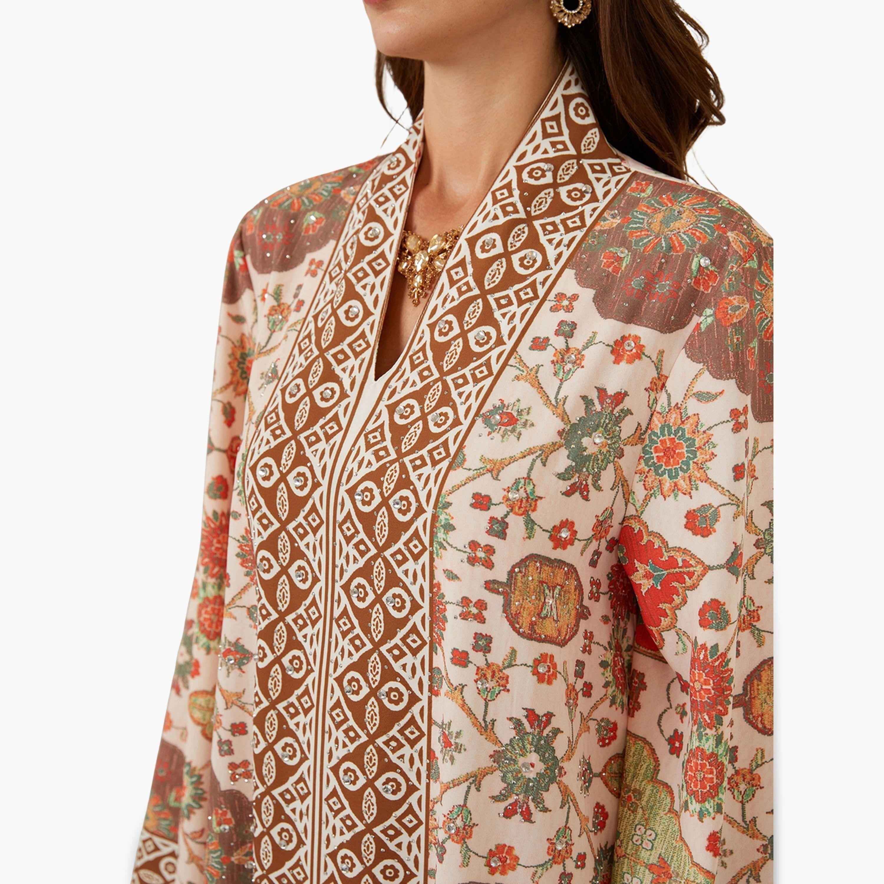 Take Two Women Printed V-Neck A-Line Jalabiya-women-arabicclothing-jalabiyas-image-5