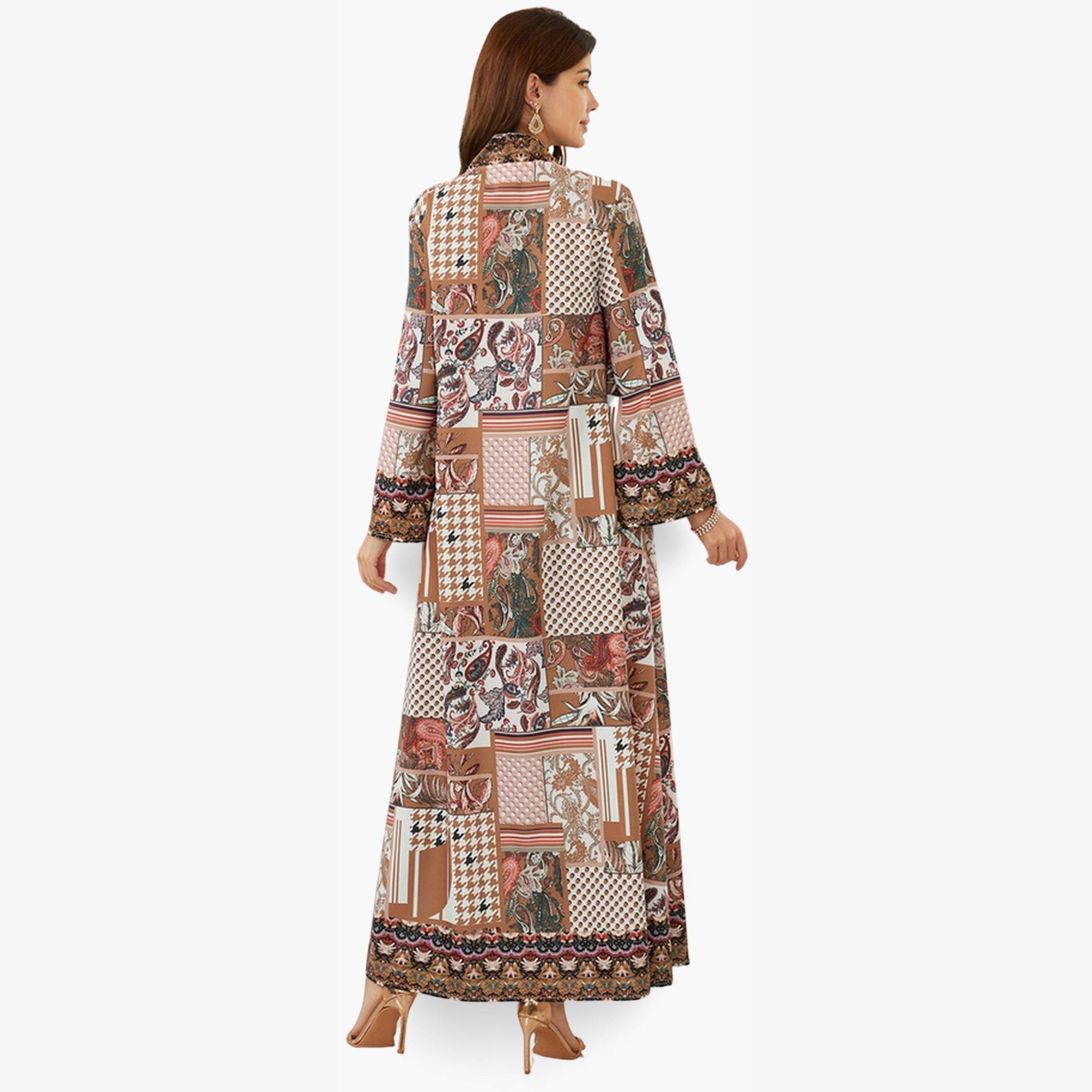 Take Two Women Printed V-Neck A-Line Jalabiya-women-arabicclothing-jalabiyas-image-6