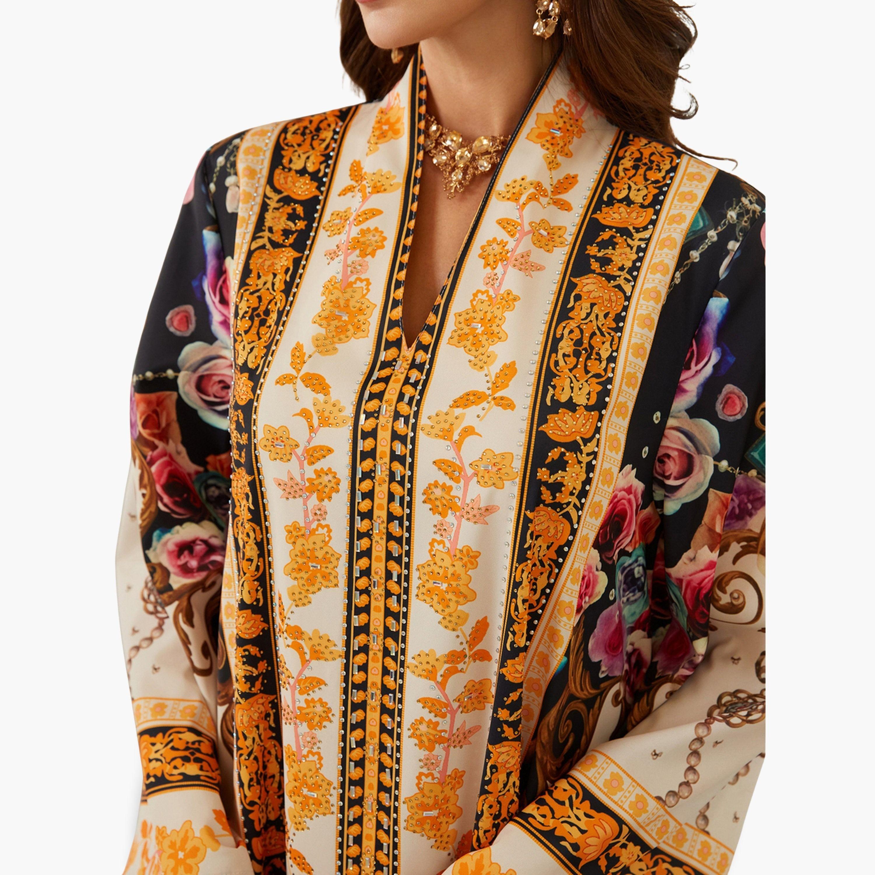 Take Two Women Printed V-Neck A-Line Jalabiya-women-arabicclothing-jalabiyas-image-5