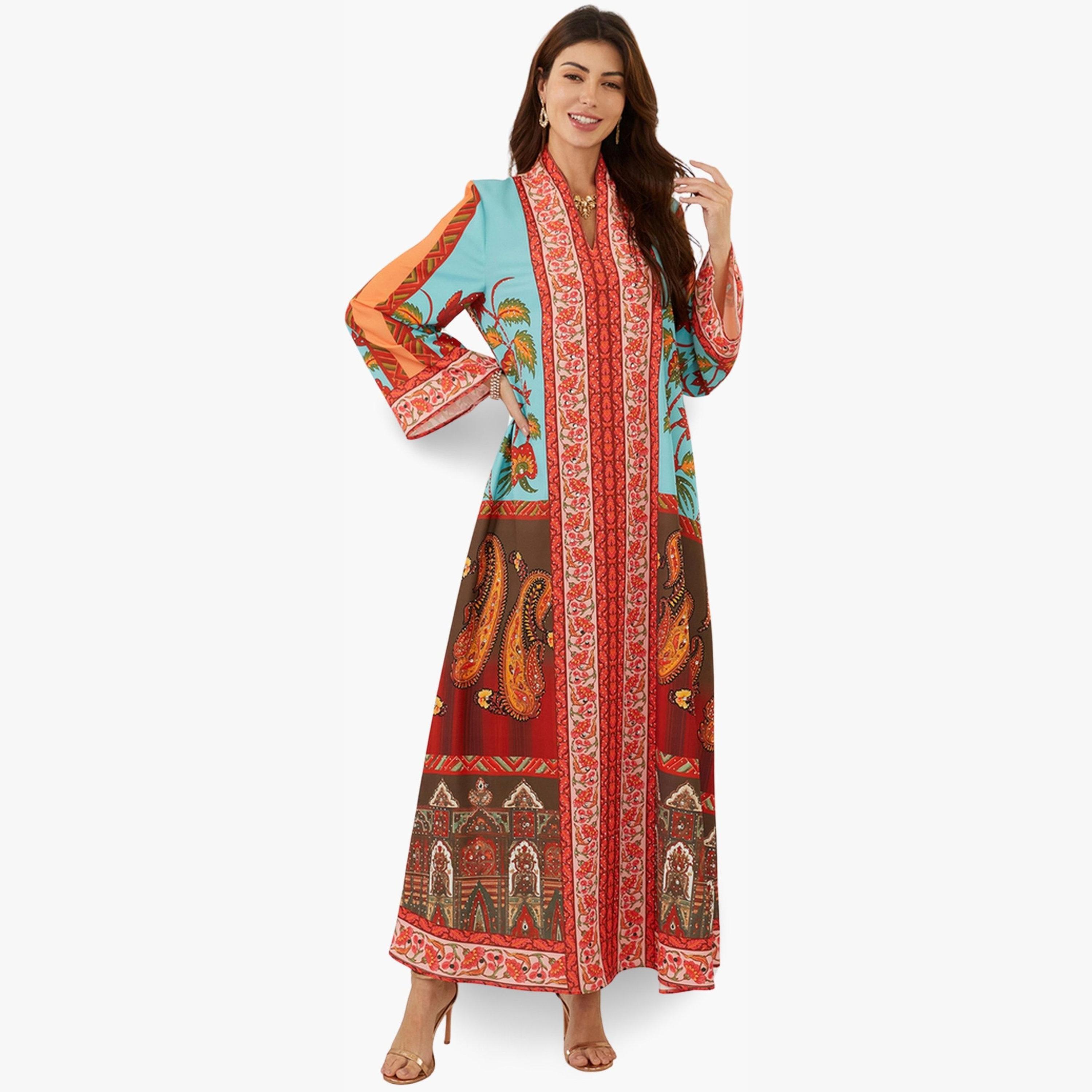 جلابية مطبعة بقصة واسعة-women-arabicclothing-jalabiyas-image-2