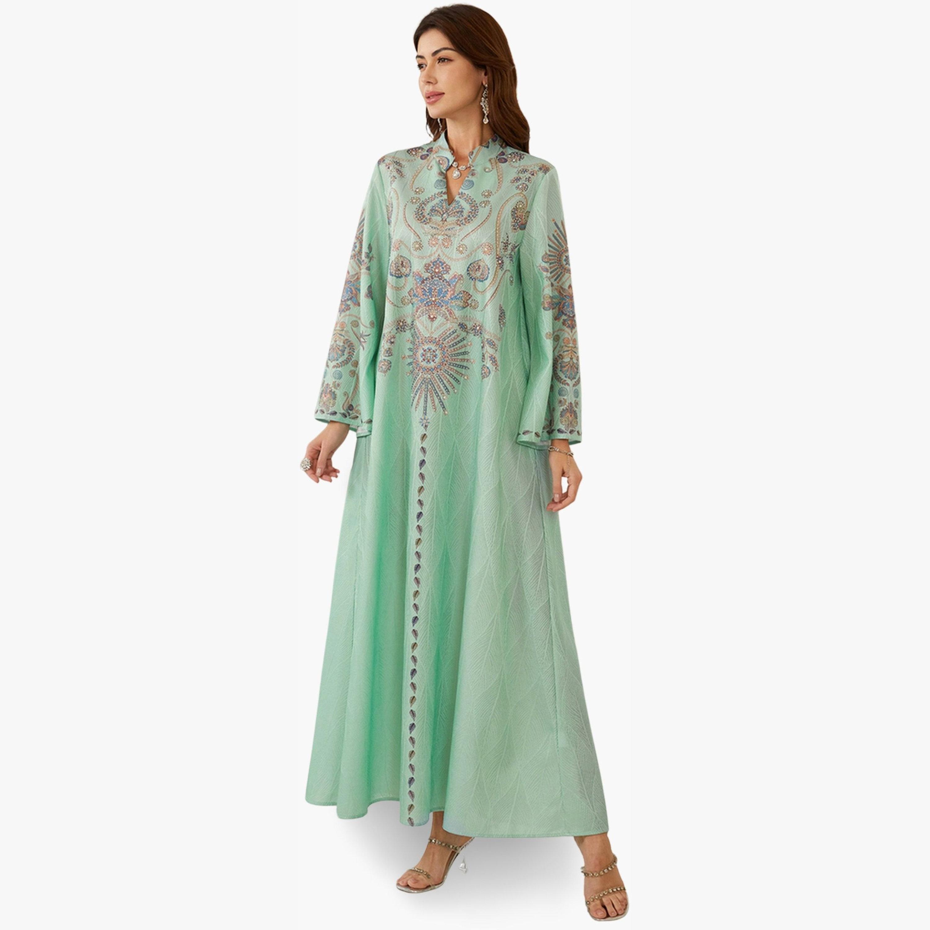 Take Two Women Textured Floral Printed Collared Jalabiya-women-arabicclothing-jalabiyas-image-3