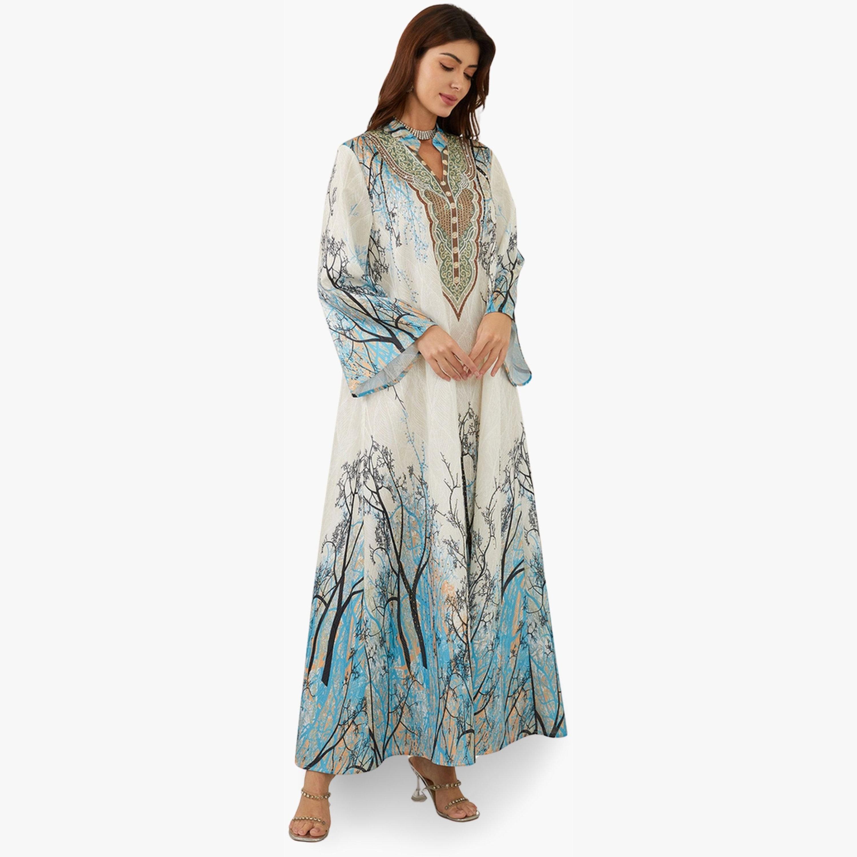 Take Two Women Textured Floral Printed Collared Jalabiya-women-arabicclothing-jalabiyas-image-4