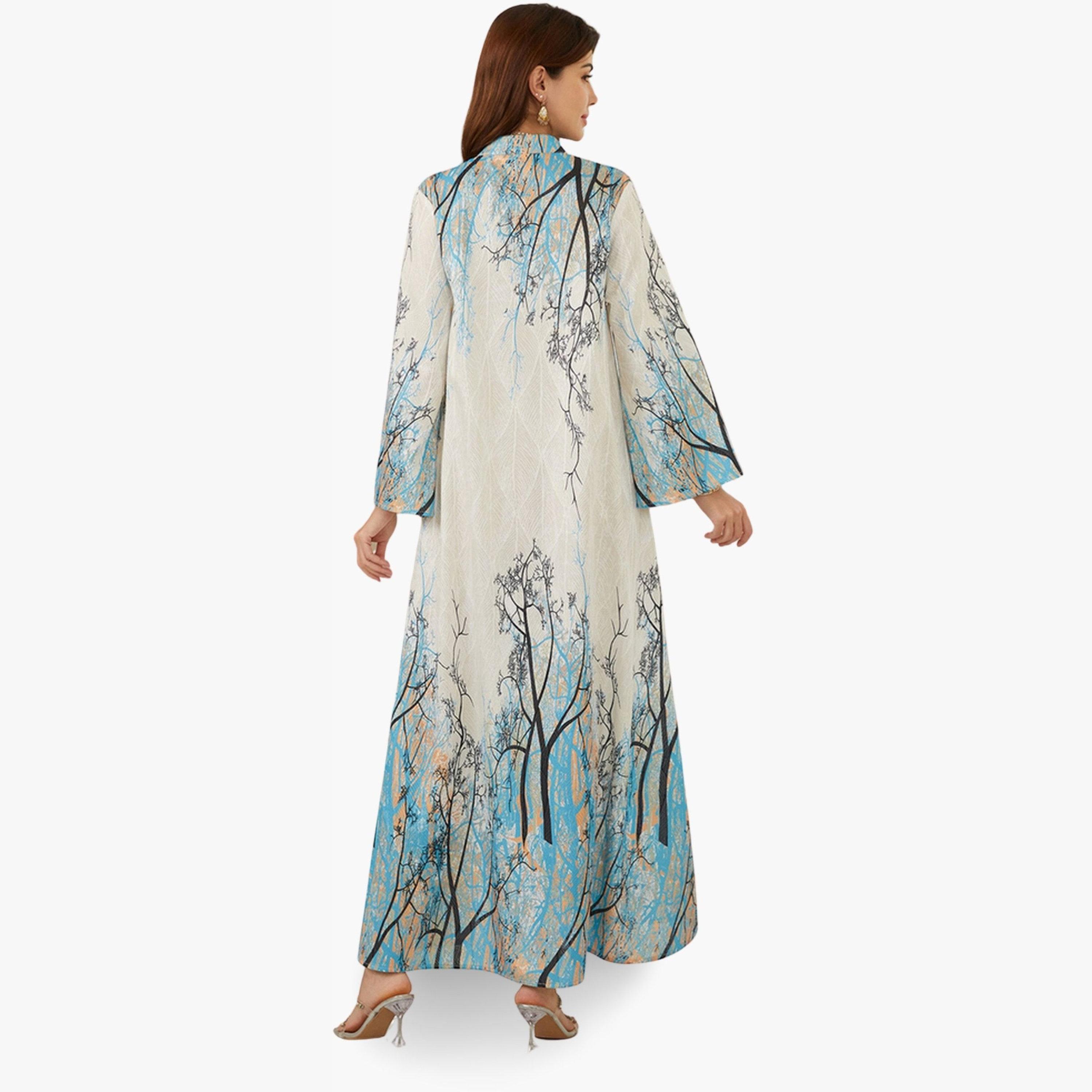 جلابية بياقة ونسيج بارز وطبعة زهور-women-arabicclothing-jalabiyas-image-6