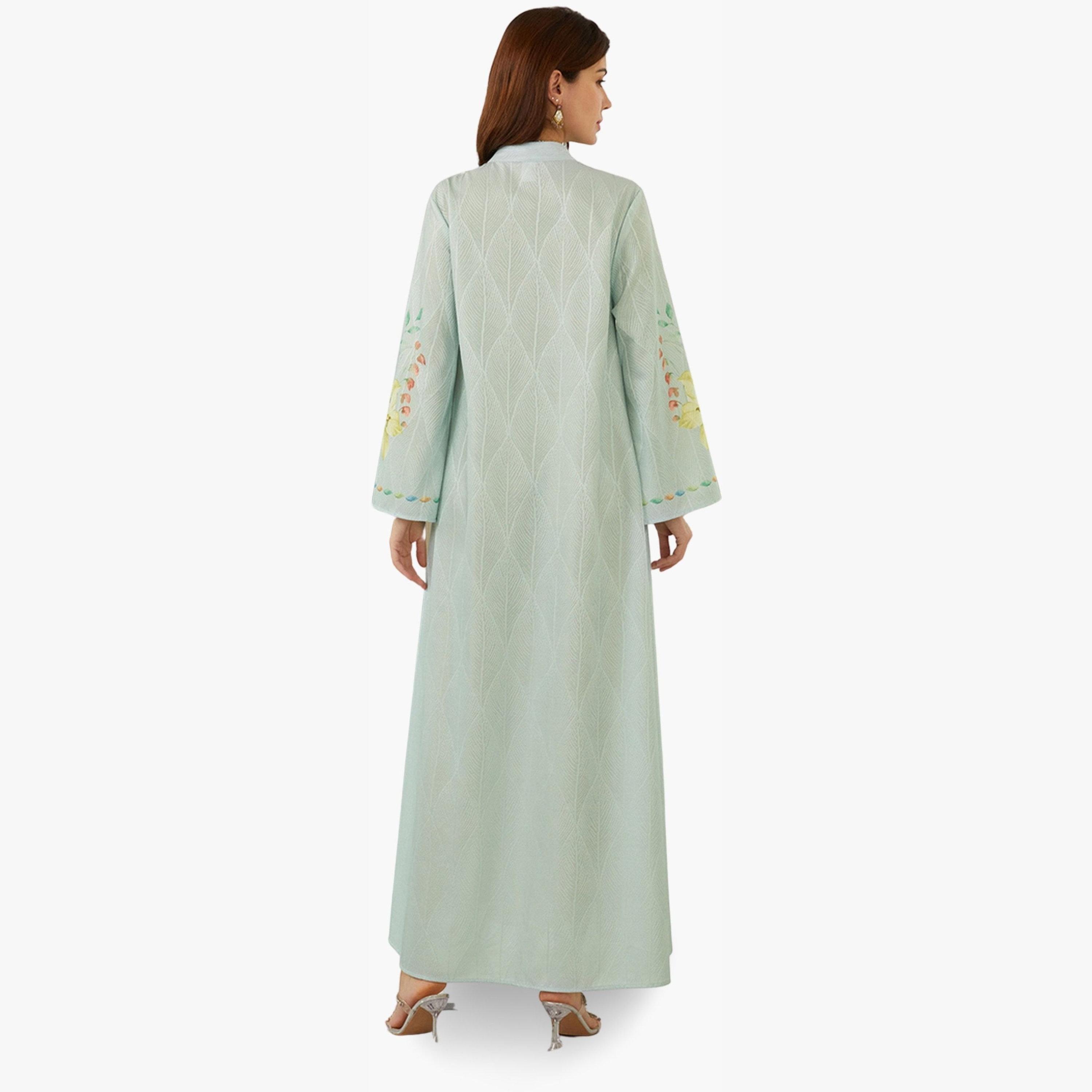 Take Two Women Textured Floral Printed Collared Jalabiya-women-arabicclothing-jalabiyas-image-6