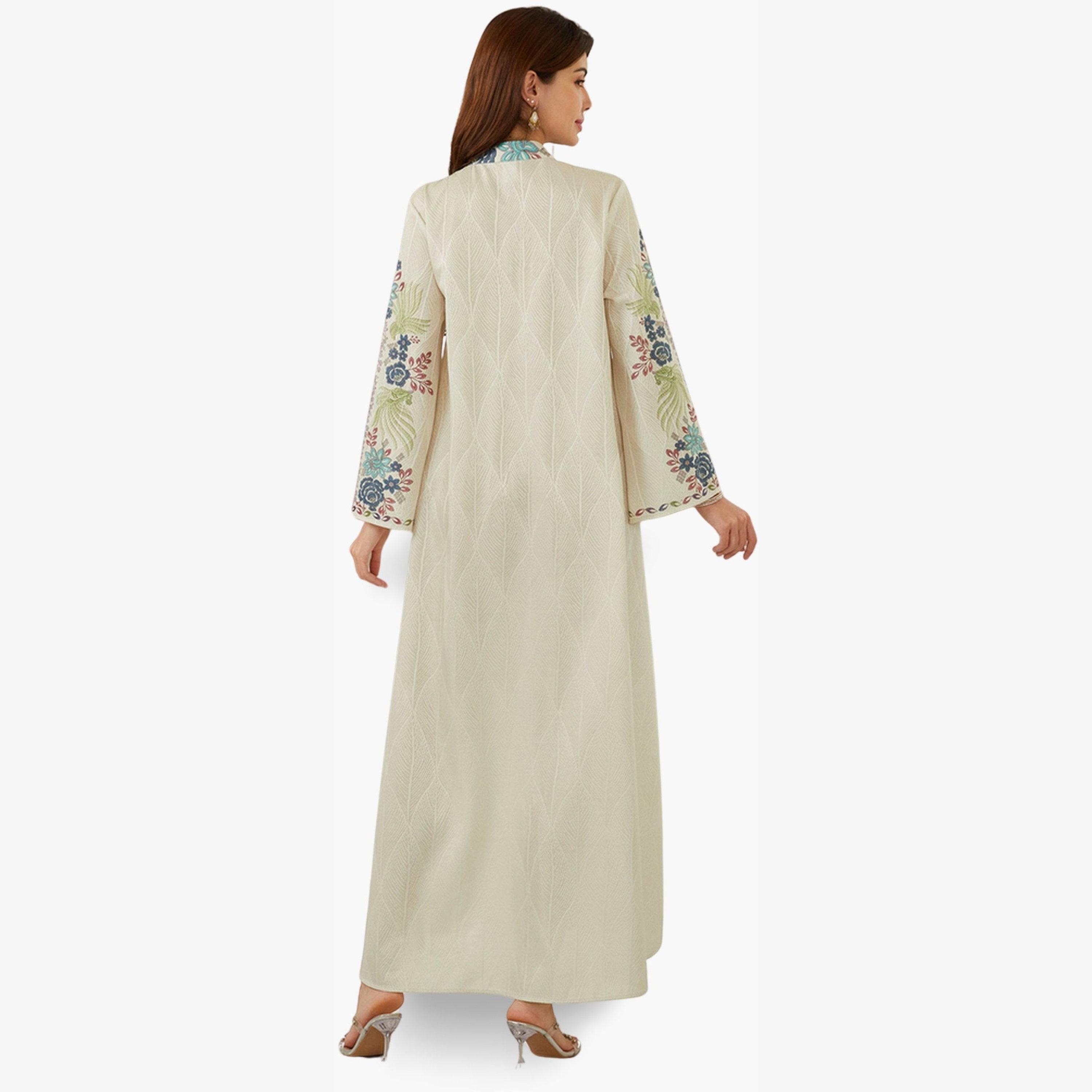 جلابية بياقة ونسيج بارز وطبعة زهور-women-arabicclothing-jalabiyas-image-6